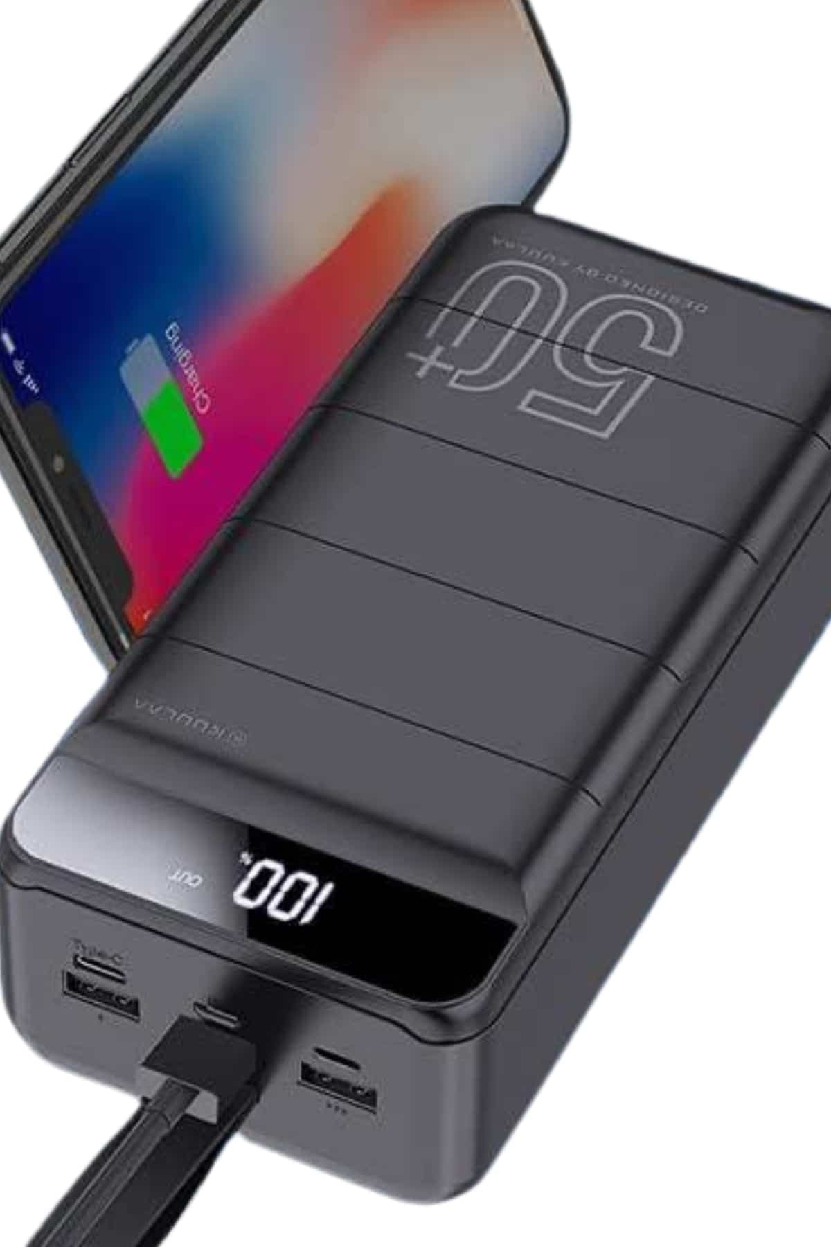 Taşınabilir Powerbank 50.000 mAh 4 Girişli Hızlı Şarj Led Göstergeli Fenerli Şarj 6