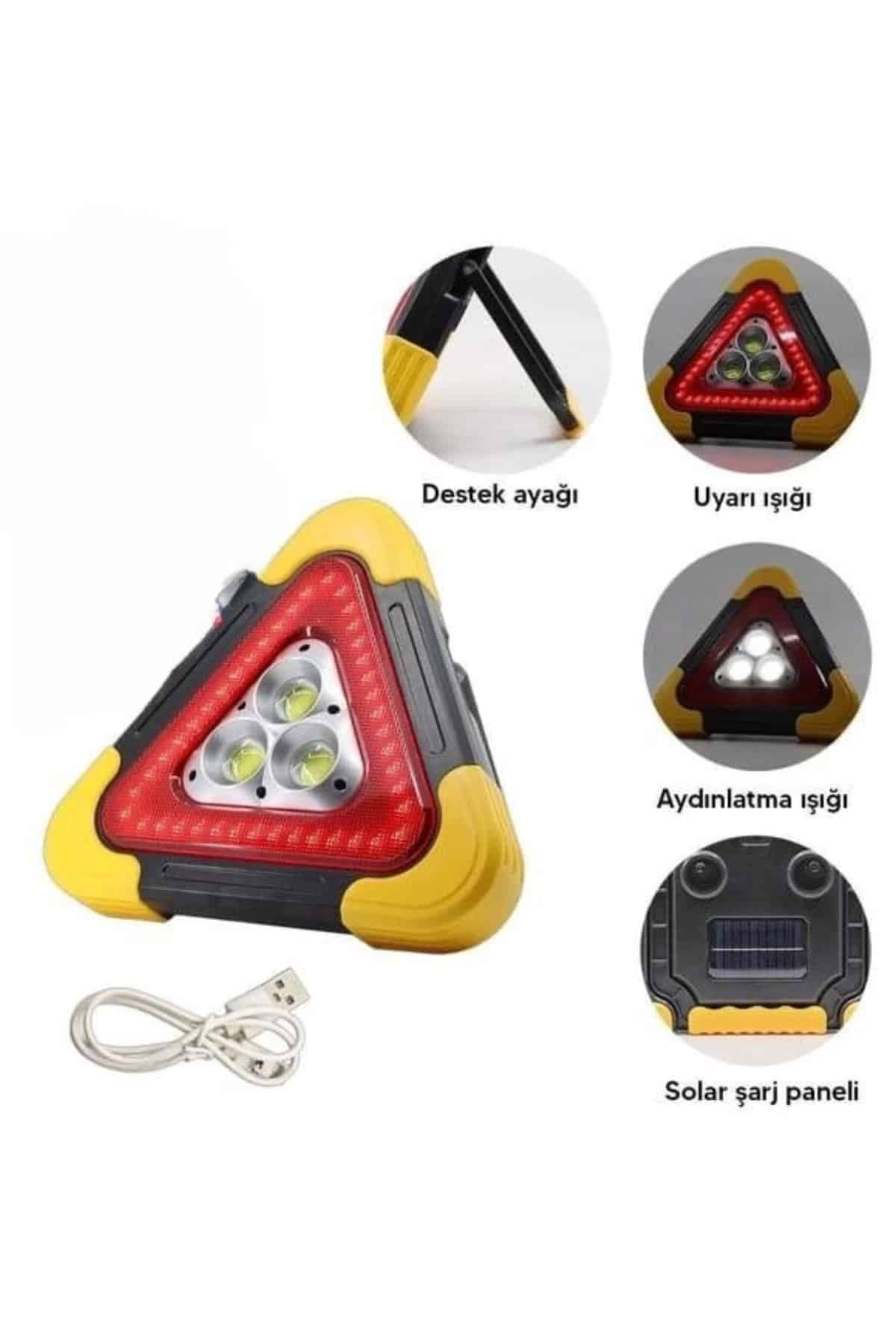 Işıklı Üçgen Reflektör Led Projektör Acil Durum Feneri Flaşör 500 Lümen 6