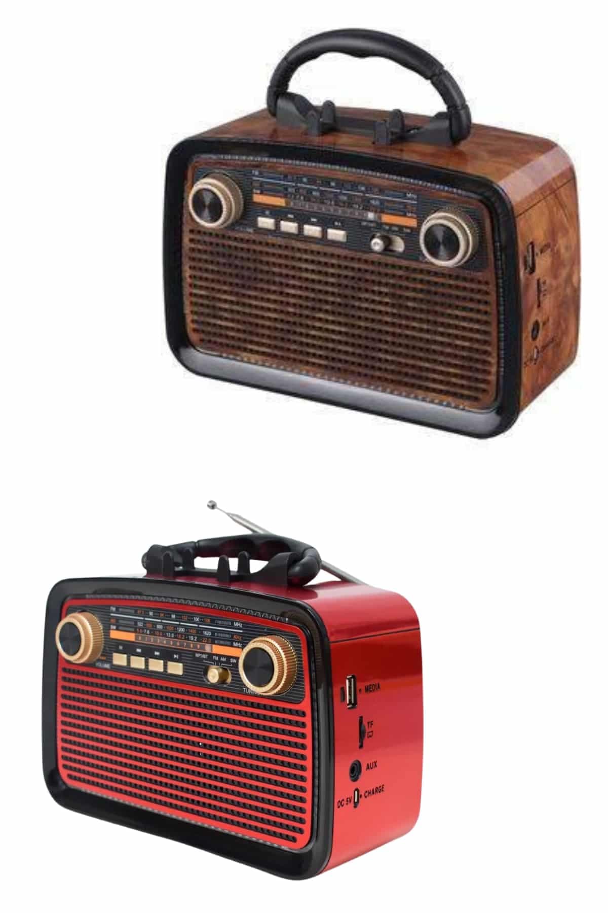 Eskitme Nostalji Tasarımlı Bluetoothlu Nostalji Radyo Ahşap Nostaljik Görünümlü 6