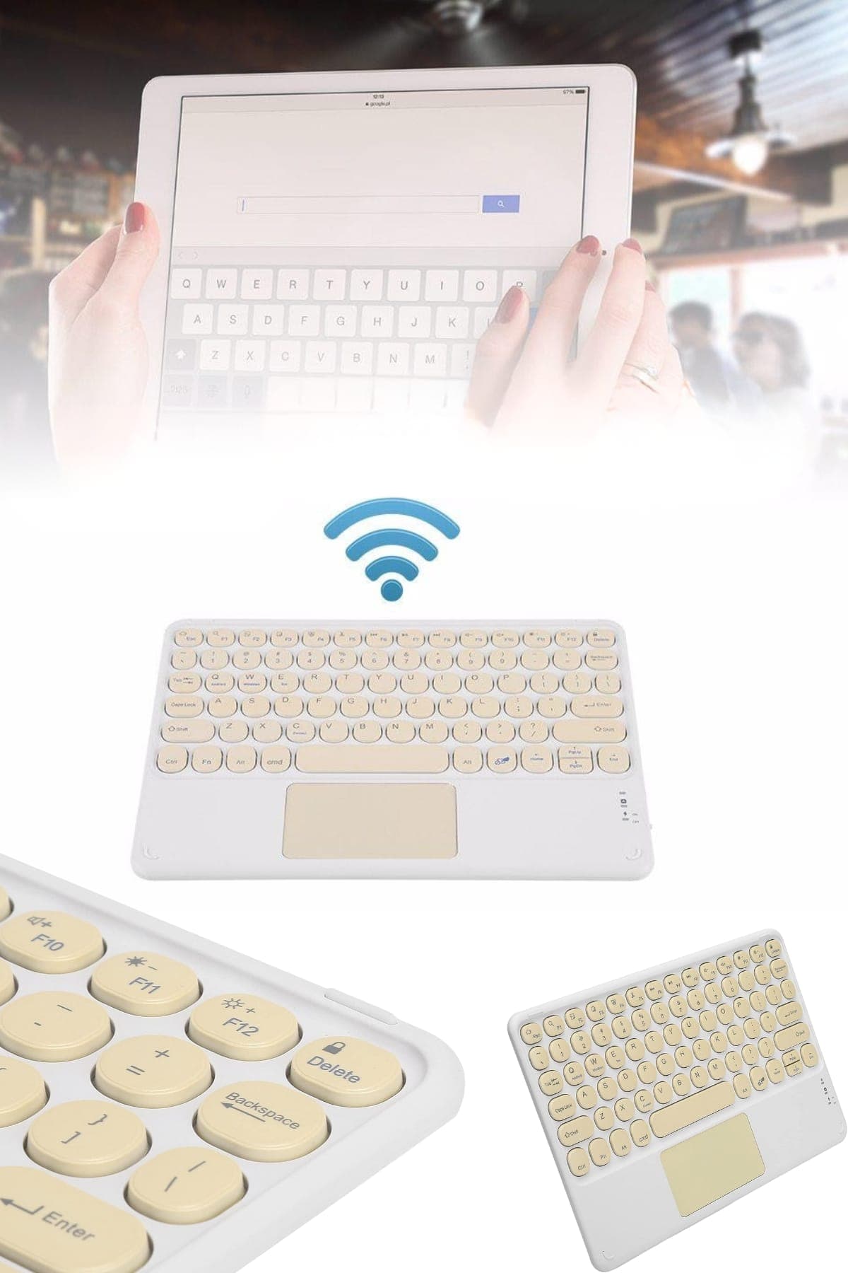 Android ve İOS Uyumlu Bluetooth Klavye Touchpad Slim Kablosuz Wifi Q Klavye 6