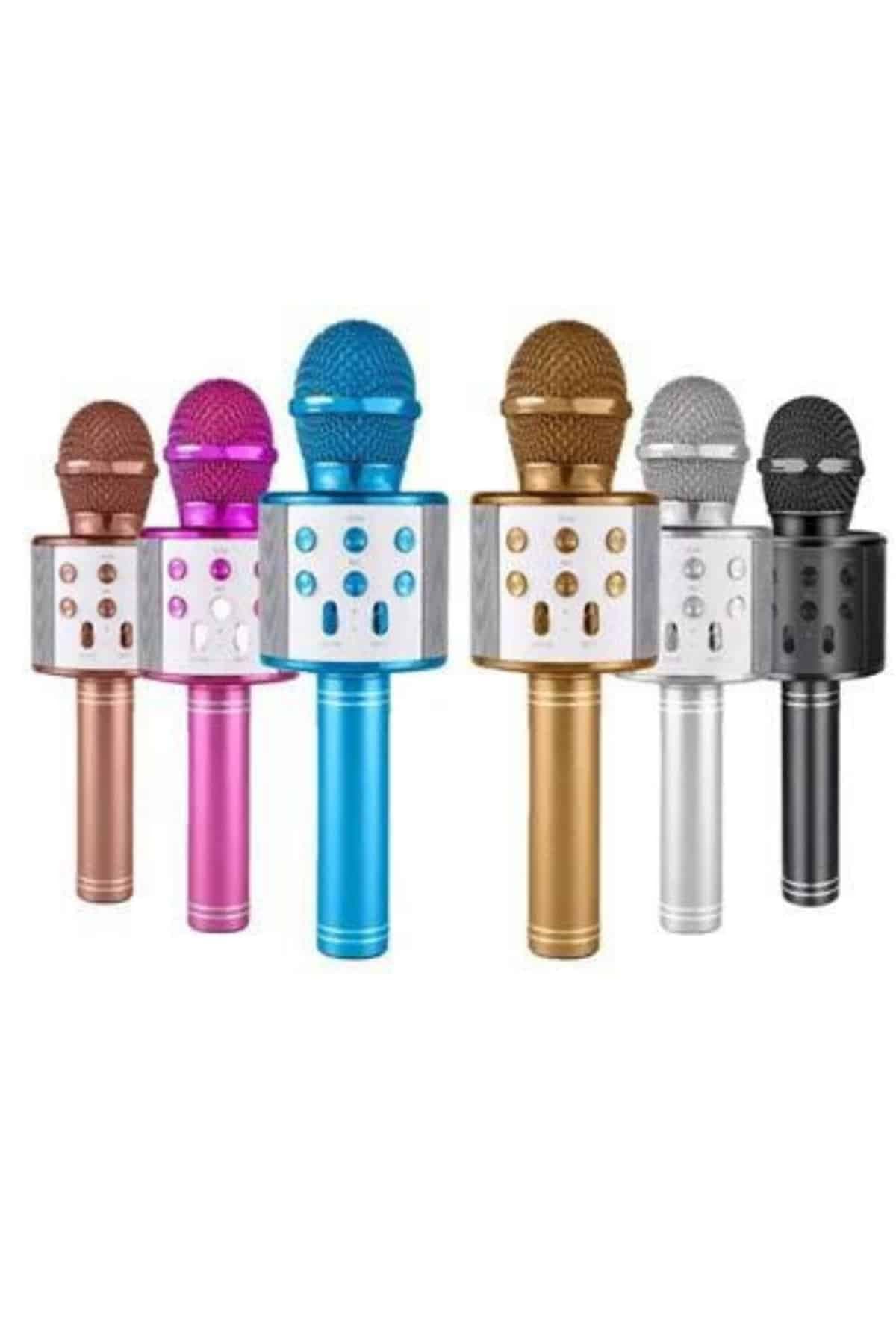 Bluetooth Hoparlör USB AUX SD Kart Kaoroke Mikrofon Uzun Pil Ömrü 6
