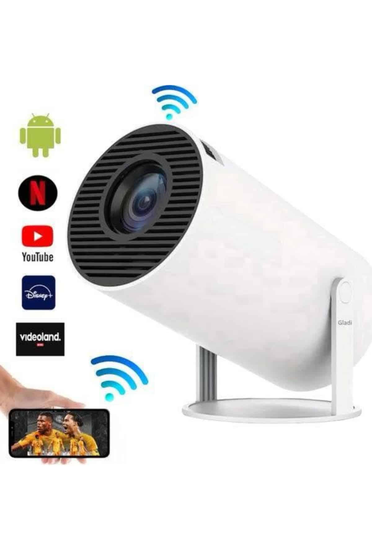 Sinema Projektörü Android HDMI USB WİFİ Ses Çıkışlı Ayaklı Projeksiyon Taşınabilir 6