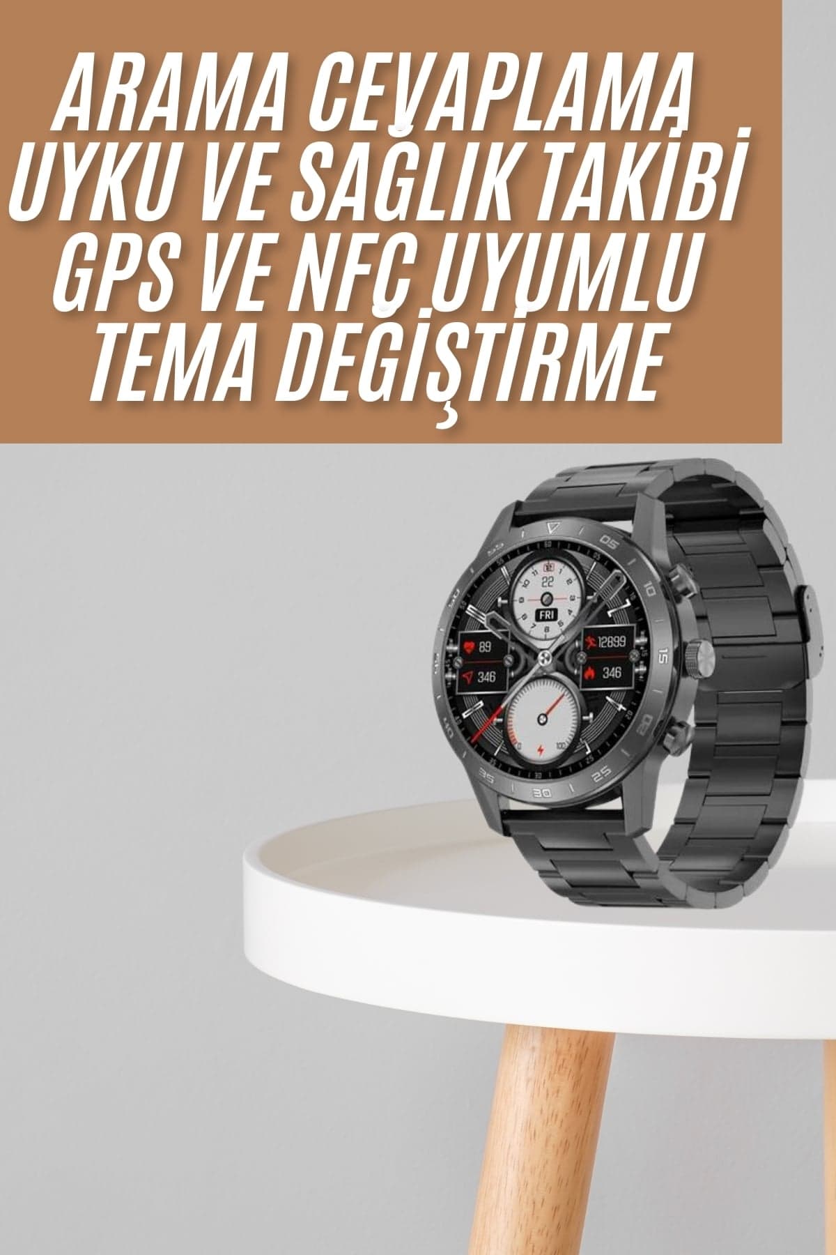 Akıllı Saat Çelik Kordon Çağrı Cevaplama Amoled Ekran Titreşimli Uyku ve Sağlık Takibi 3