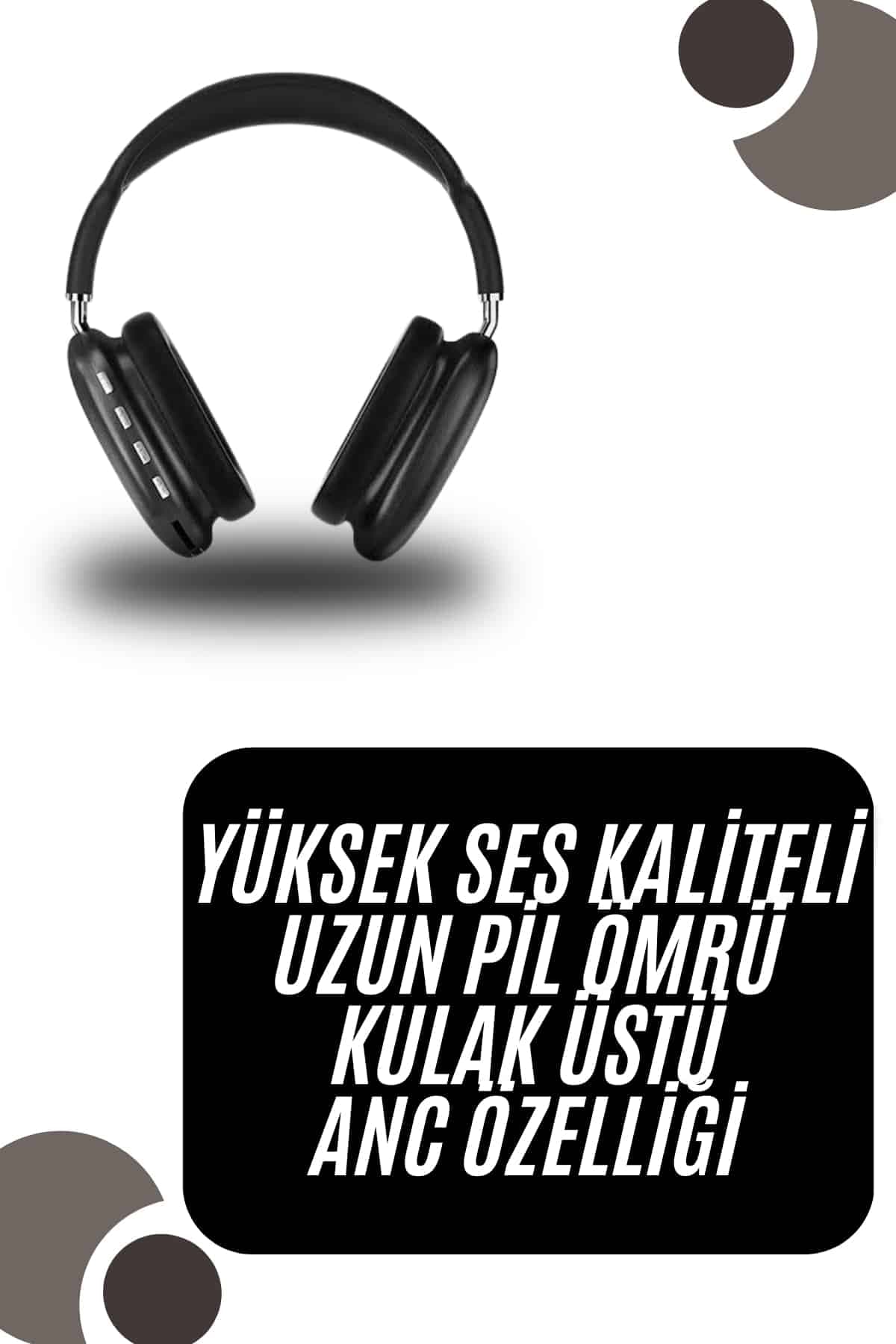 Kulak Üstü Kablosuz Bluetooth Kulaklık Yumuşak Süngerli SD Kart Girişli 3