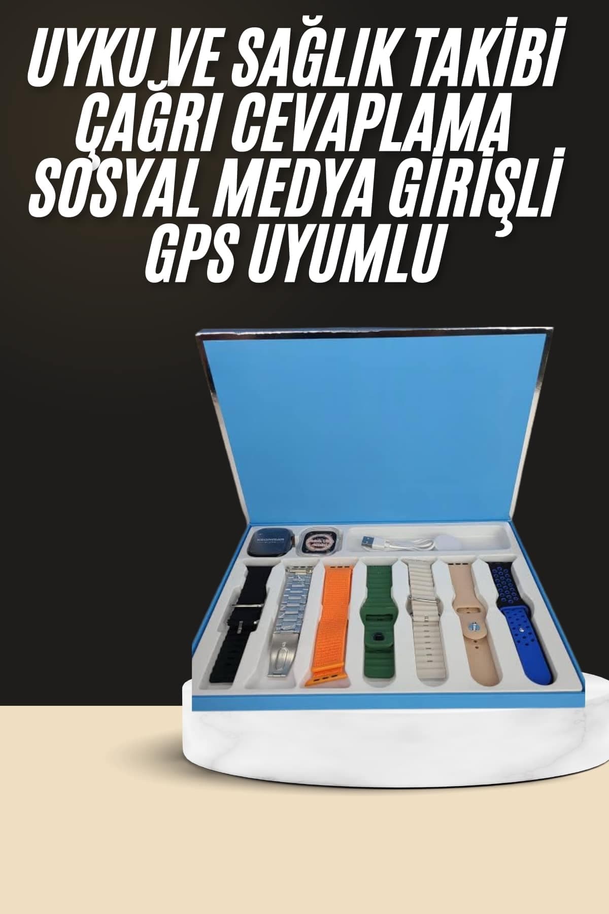 7 Kordonlu Unisex Akıllı Saat Çoklu Kordon Seçeneği Amoled Ekran 3