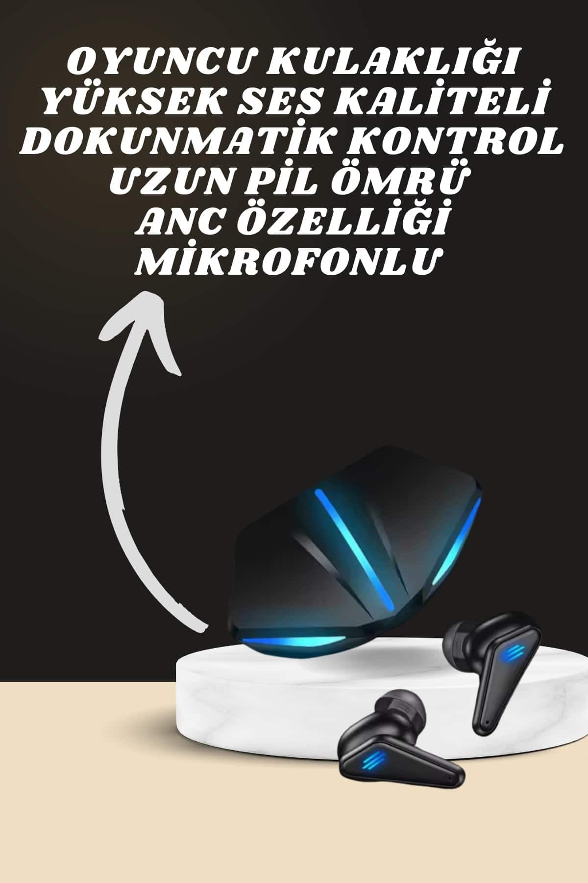 7 Kordonlu Akıllı Saat Ve Oyuncu Kulaklığı ANC Özelliği Kulak İçi Mikrofonlu Sesli Görüşme 3