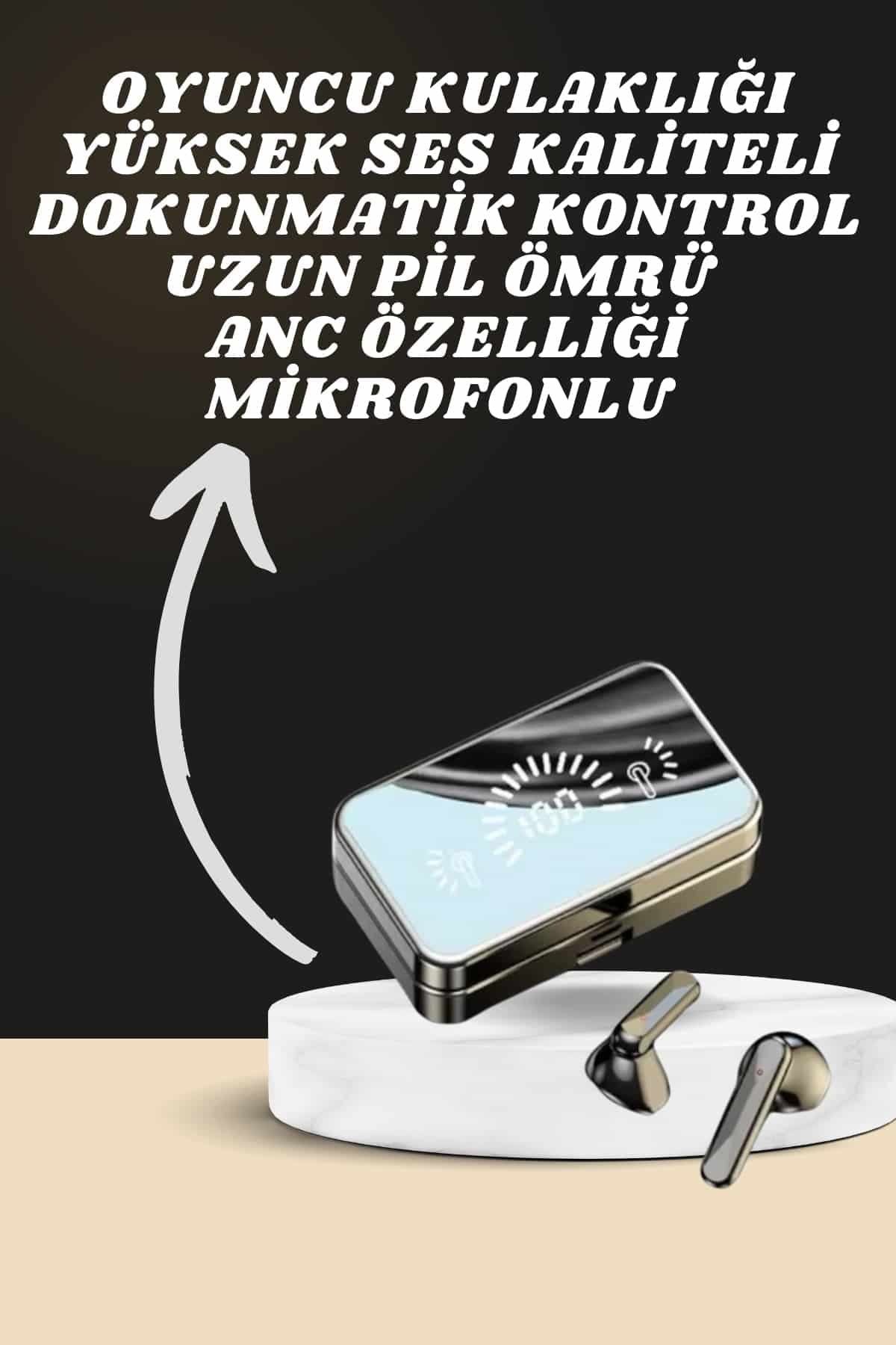 Aynalı Bluetooth Kulaklık ve 7 Kordonlu Akıllı Saat Dijital Göstergeli Uzun Pil Ömrü 3