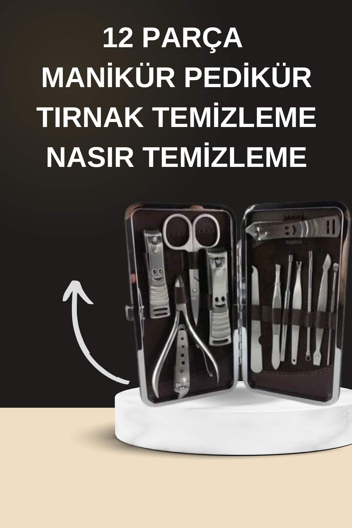 Elektrikli Manikür Pedikür Seti İkili Set 12 Parça Tırnak Bakımı Törpü Protez Çıkarma 3