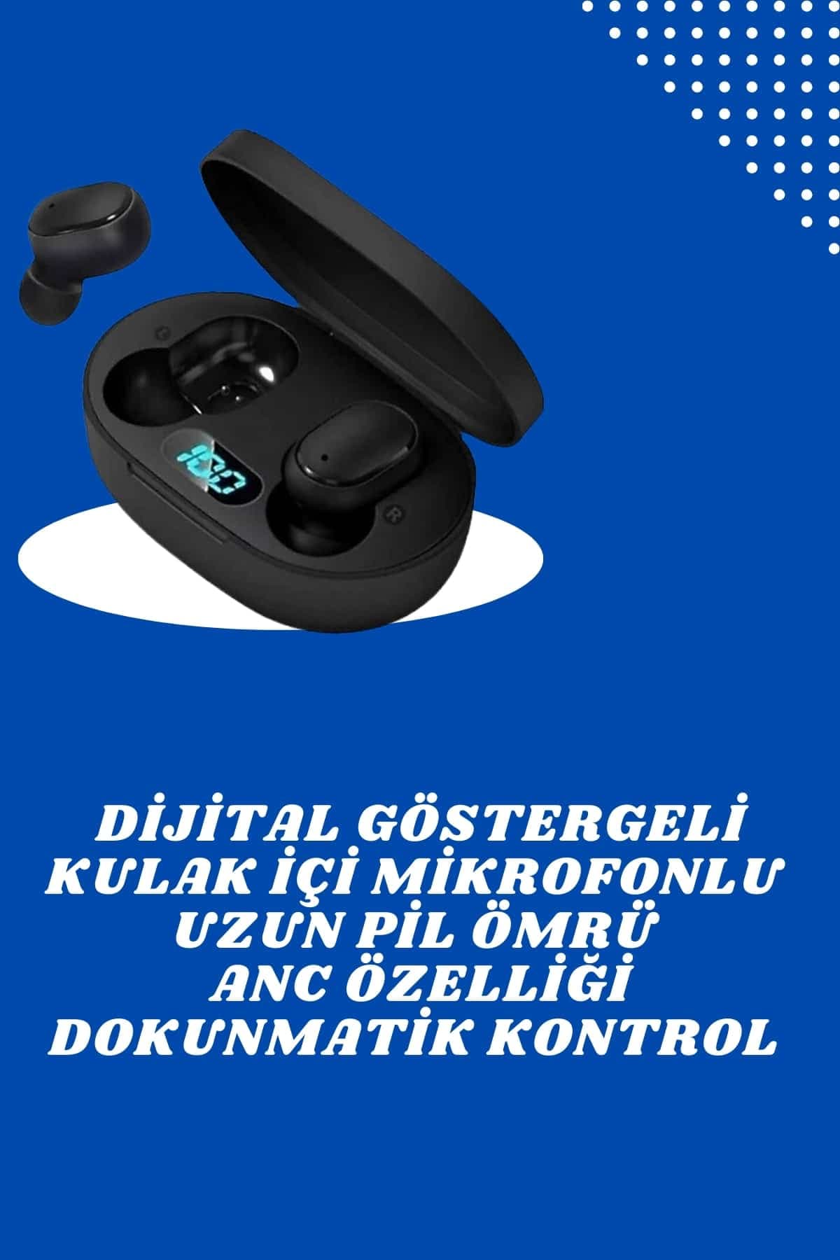 İkili Bluetooth Kulaklık Dijital Göstergeli Uzun Pil Ömrü Yüksek Ses Kaliteli 3