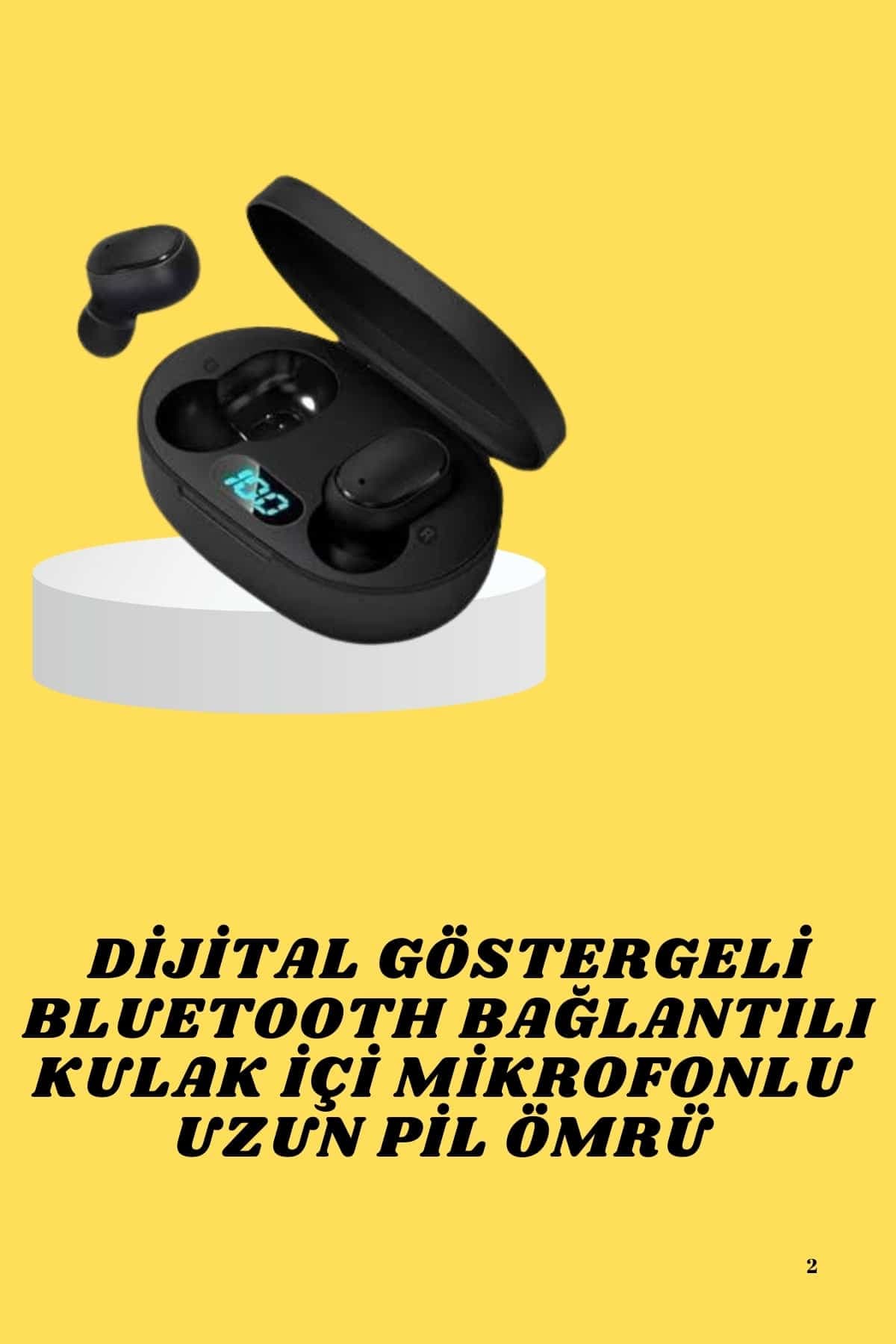 Bluetooth Kulaklık Dijital Göstergeli Yüksek Ses Kaliteli Uzun Pil Ömrü 3