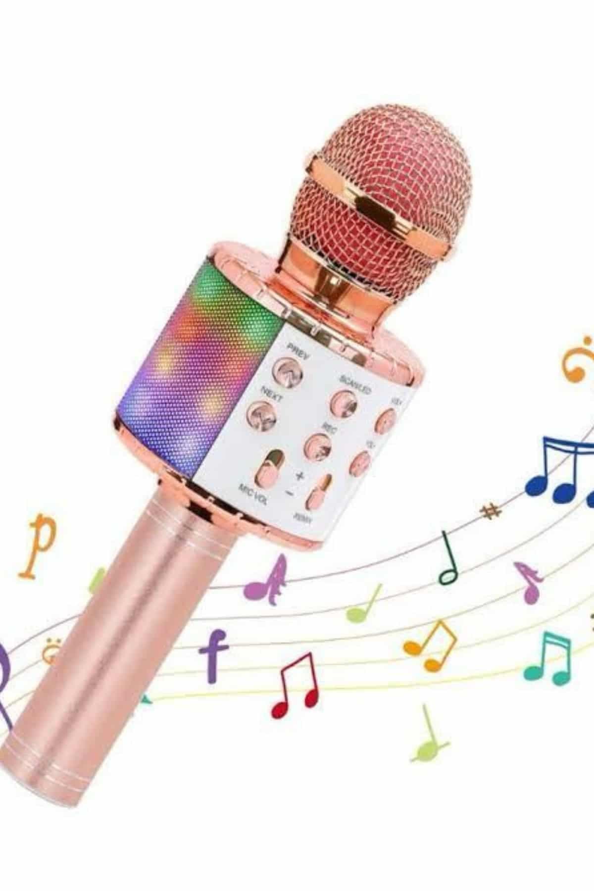 Karaoke Mikrofon Bluetooth Bağlantılı Aux Girişli Uzun Pil Ömrü Yüksek Ses Kaliteli 4