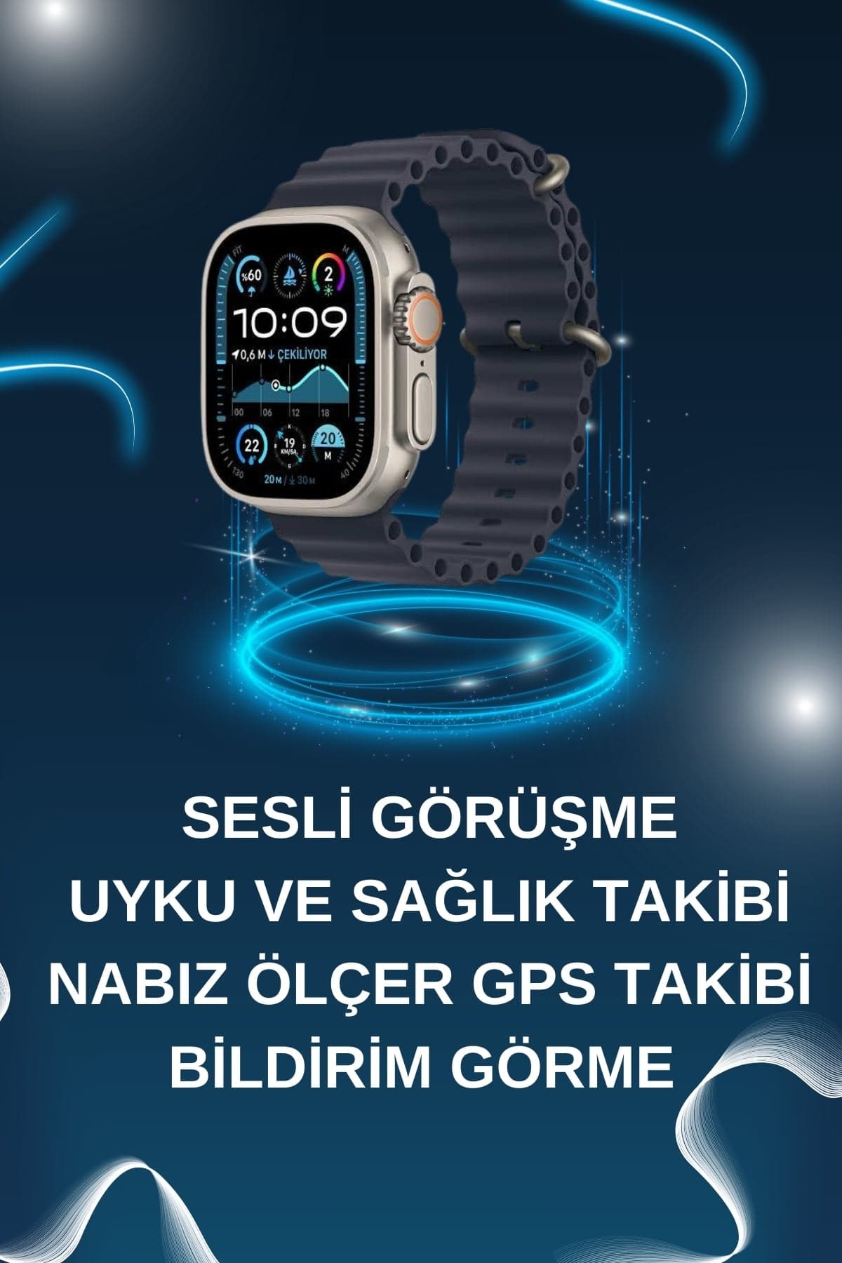 Akıllı Saat Bluetooth Bağlantılı NFC ve GPS Uyumlu Nabız Ölçer Sesli Görüşme 3