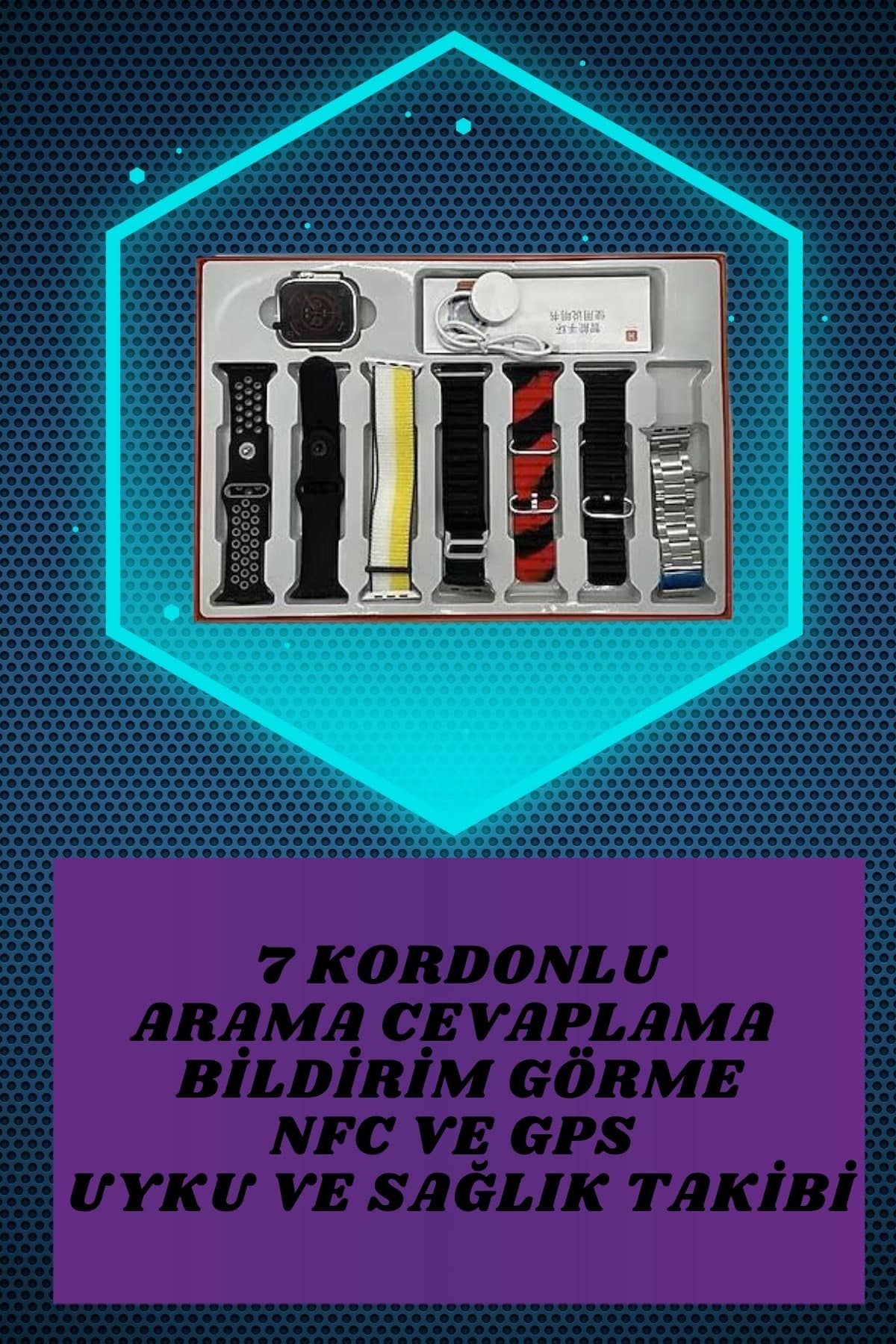 7 Kordonlu Akıllı Saat Ve 3.Nesil Kulaklık Dokunmatik Ekran Sesli Görüşme Yapabilen 4