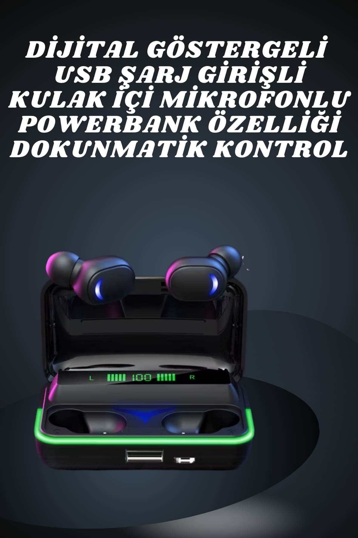 İkili Bluetooth Kulaklık Dijital Göstergeli Uzun Pil Ömrü Yüksek Ses Kaliteli 4