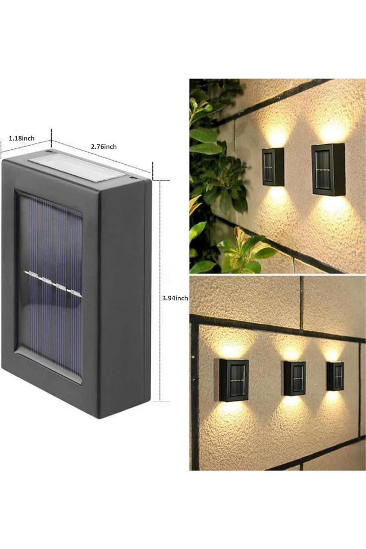 Dekoratif Duvar Lambası Solar Güneş Enerjili Bahçe Aydınlatması 4