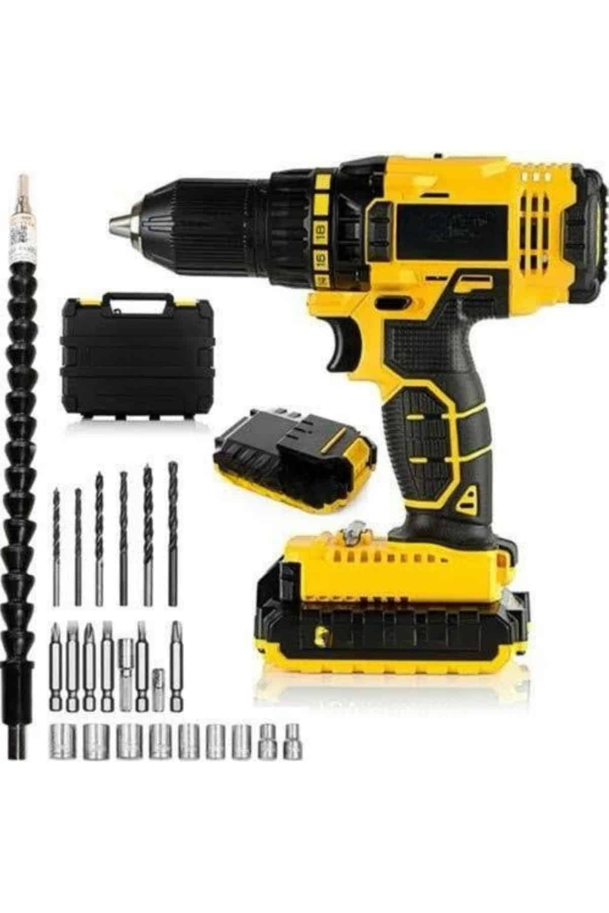 Matkap Seti 24 Parça Çift Bataryalı Darbeli Led Işıklı Vidalama 5