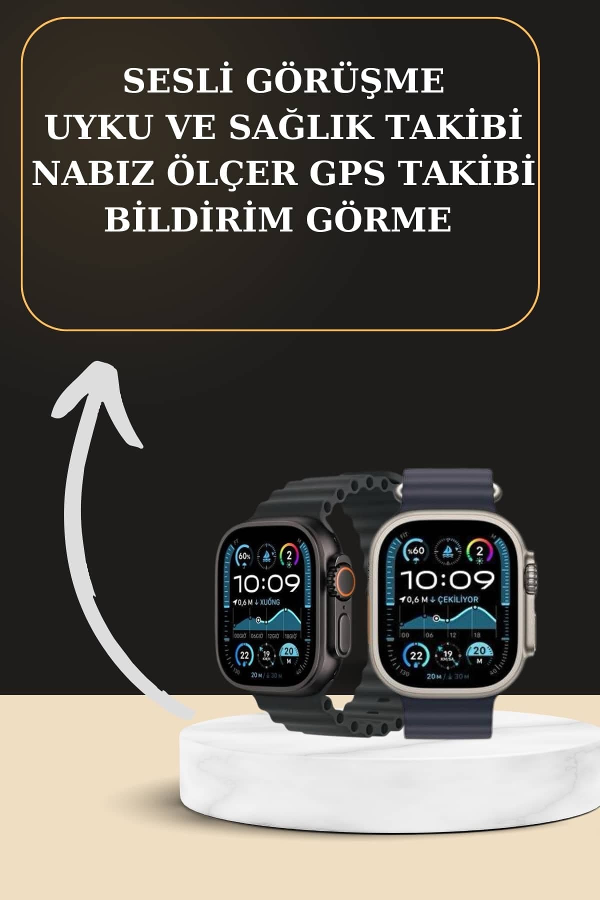 Akıllı Saat Sesli Görüşme Titreşimli GPS Bağlantısı Müzik Dinleme Sosyal Medya Bildirimleri 3