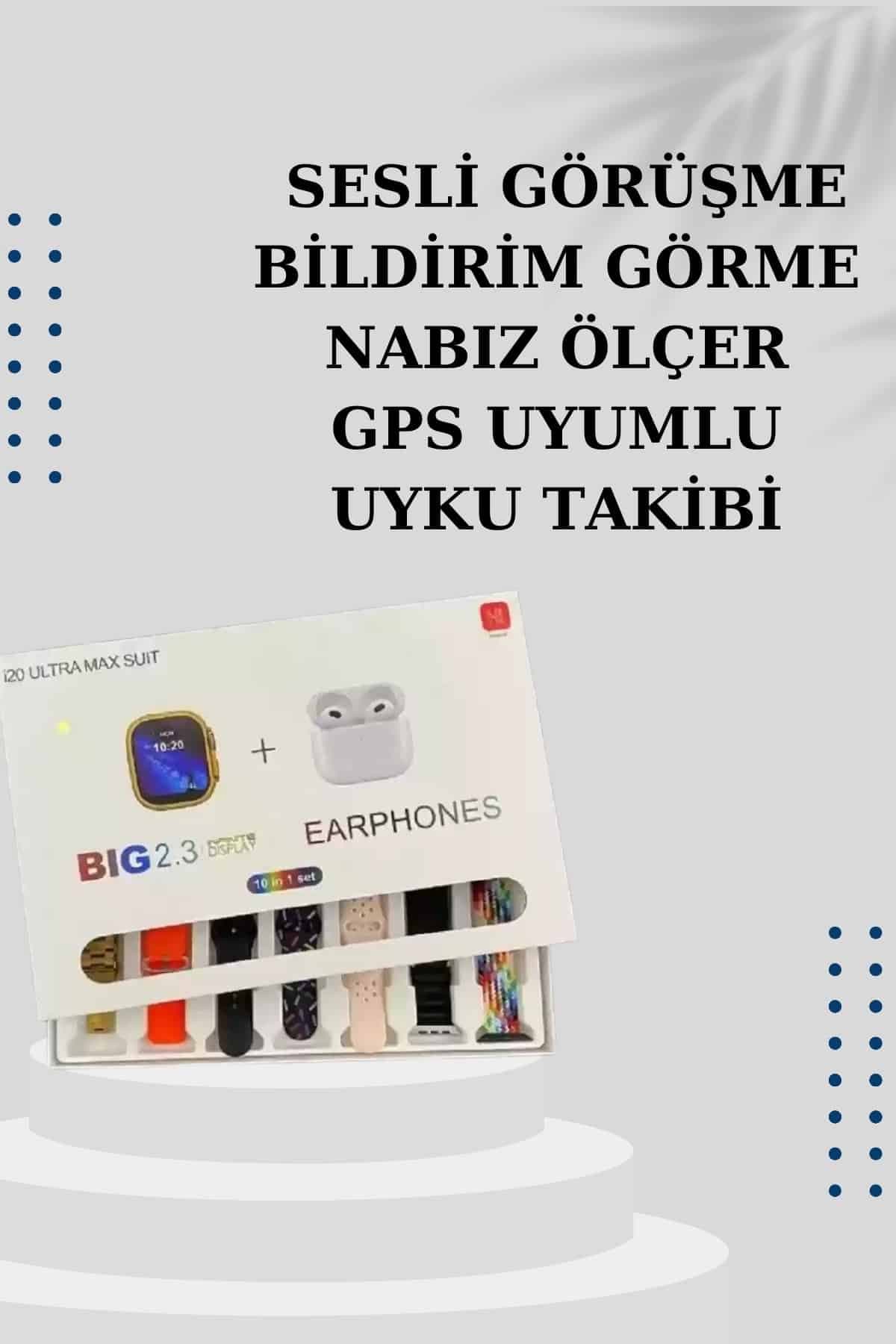 Akıllı Saat 7 Kordonlu Kulaklık Hediyeli Nabız Ölçer Uyku Takibi Sesli Görüşme 3