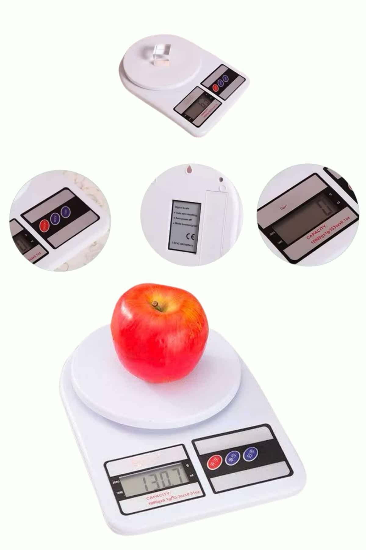 Mutfak Tartısı Dijital Göstergeli Hassas Tartı 10 Kg Kapasiteli 5