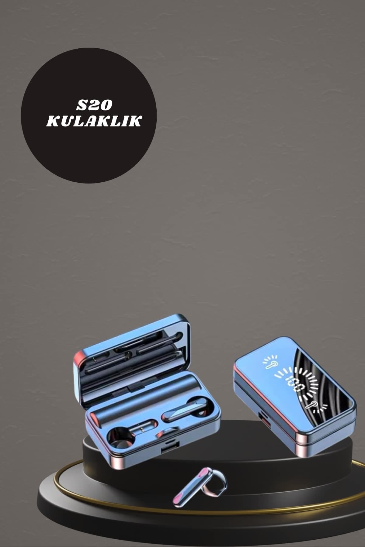 Aynalı Bluetooth Kulaklık ve 7 Kordonlu Akıllı Saat Dijital Göstergeli Uzun Pil Ömrü 5