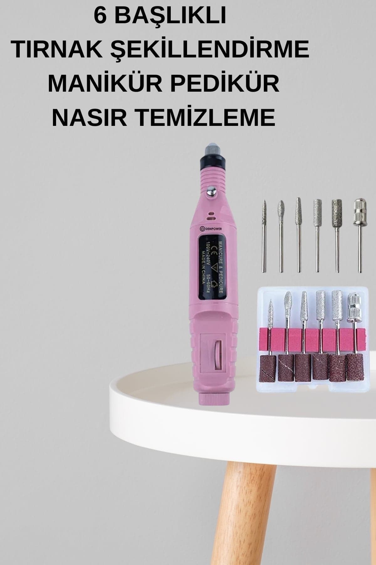 Elektrikli Manikür Pedikür Seti İkili Set 12 Parça Tırnak Bakımı Törpü Protez Çıkarma 5