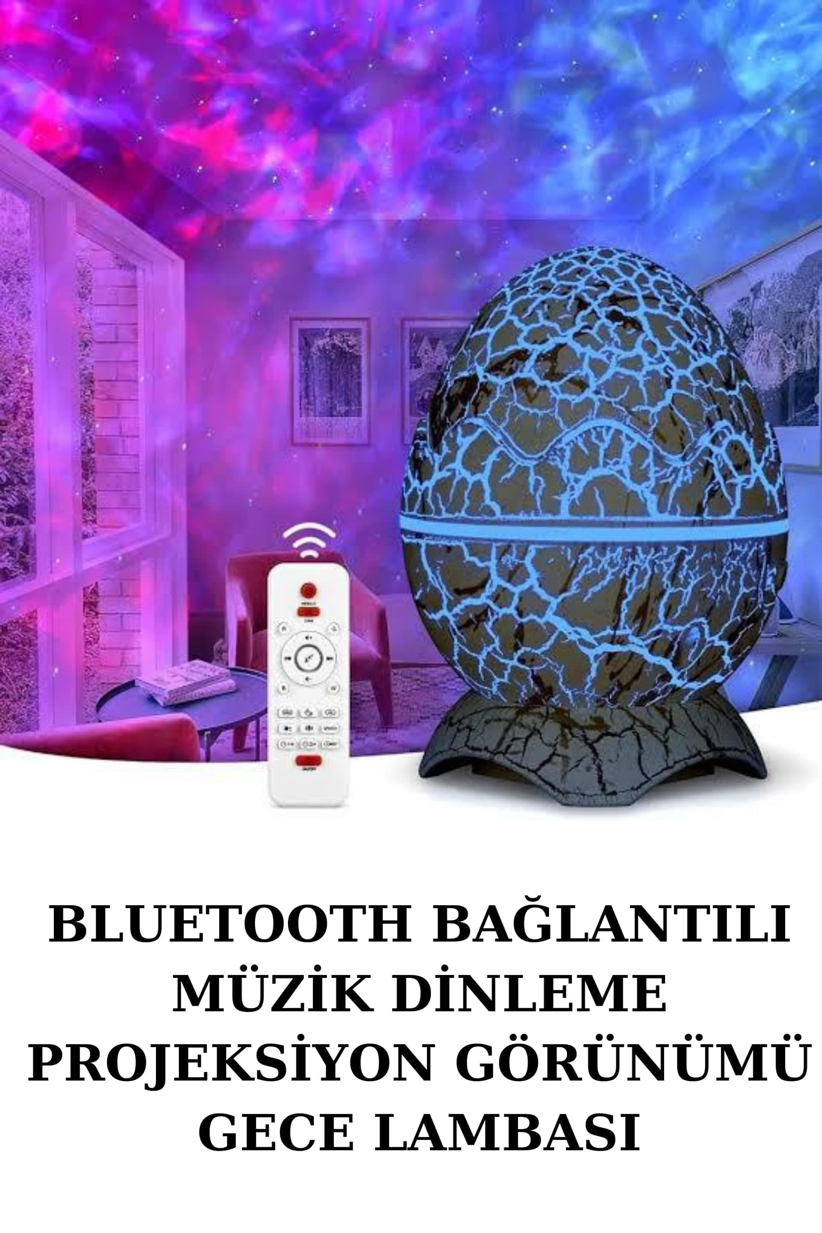 Yumurta Şeklinde Su Dalgalı Bluetooth Speaker Lamba Renkli Şarjlı 3