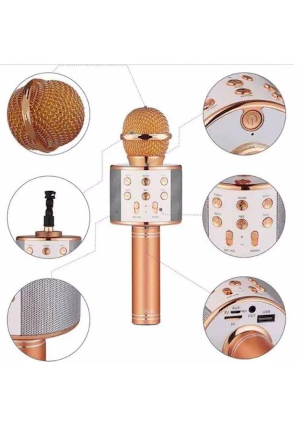 Karaoke Mikrofon Bluetooth Bağlantılı Aux Girişli Uzun Pil Ömrü Yüksek Ses Kaliteli 6