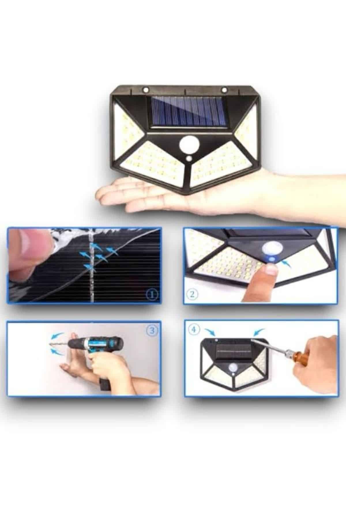 Güneş Enerjili Bahçe Lambası 100 Led Bahçe Lambası Bahçe Aydınlatma 6