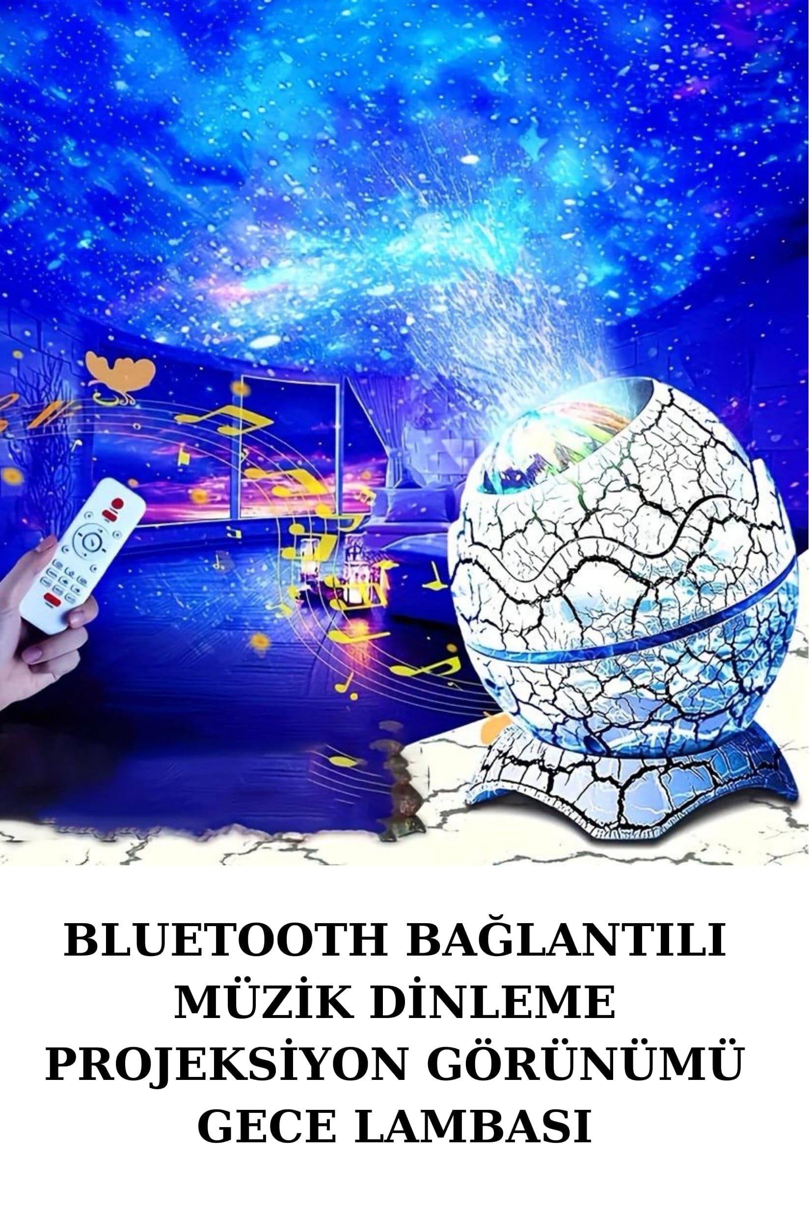 Dinozor Yumurtası Gece Masa Lambası Bluetooth Hoparlör 14 Renk Seçeneği 3