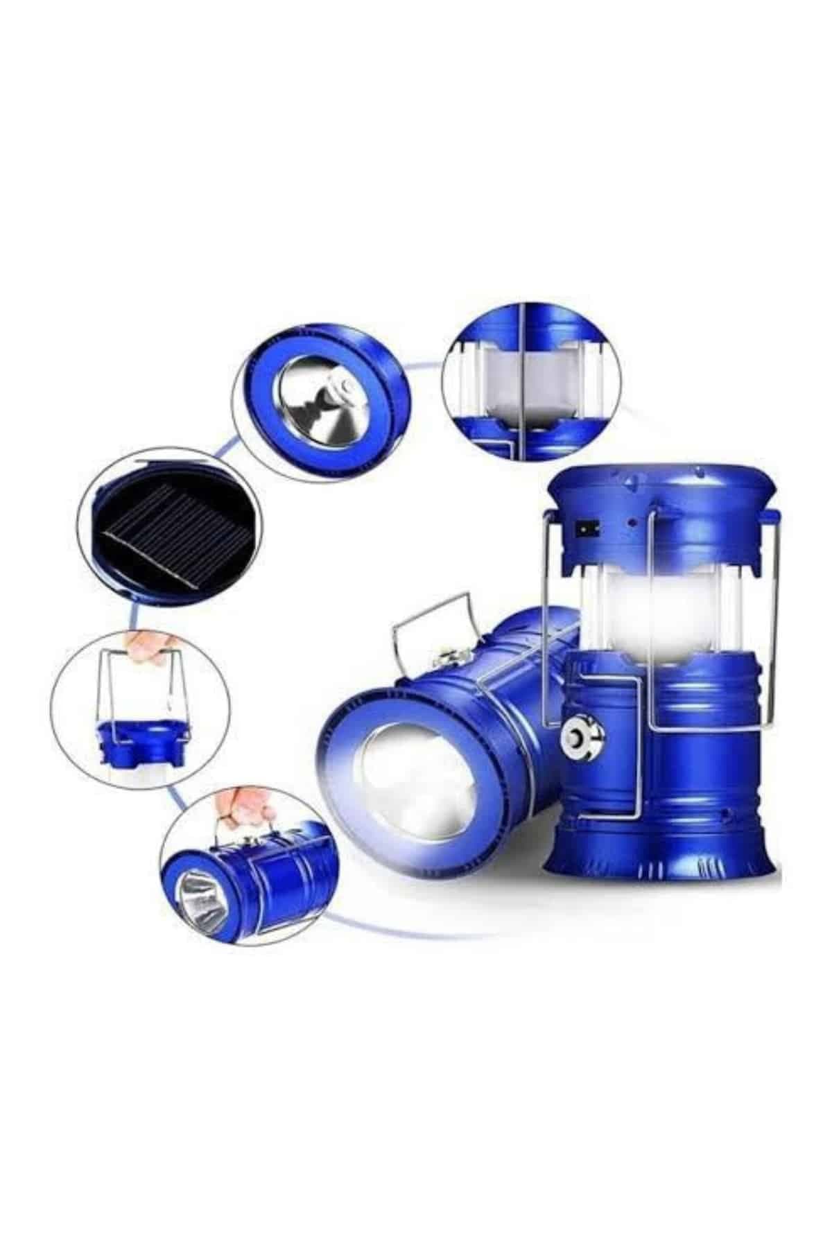 Büyük Boy Güneş Enerjili Kamp Feneri Işıldak Lamba USB Şarjlı 5