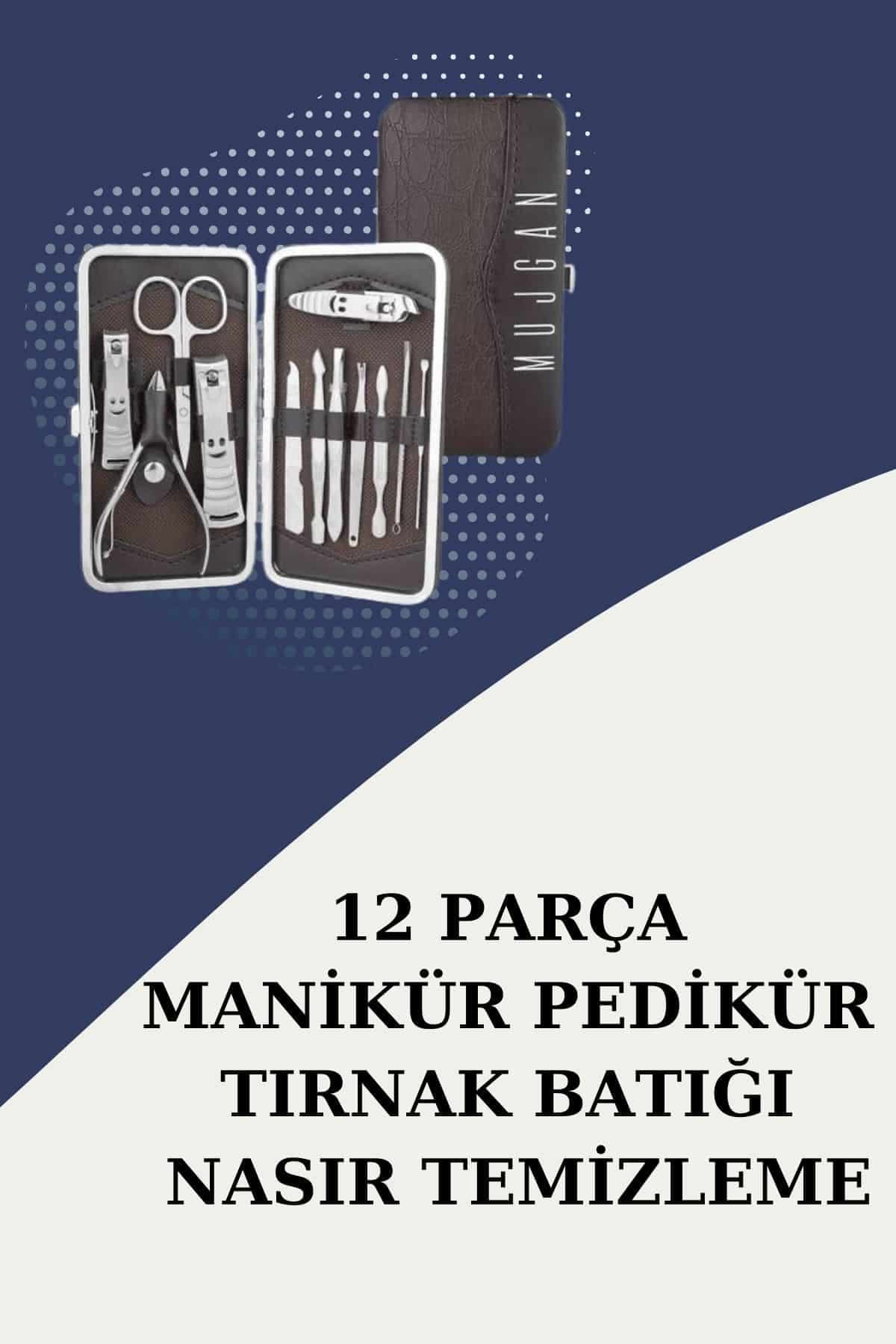 12 Parça Paslanmaz Çelik Kompakt ve Taşınabilir Manikür Makası Tırnak Makası 3