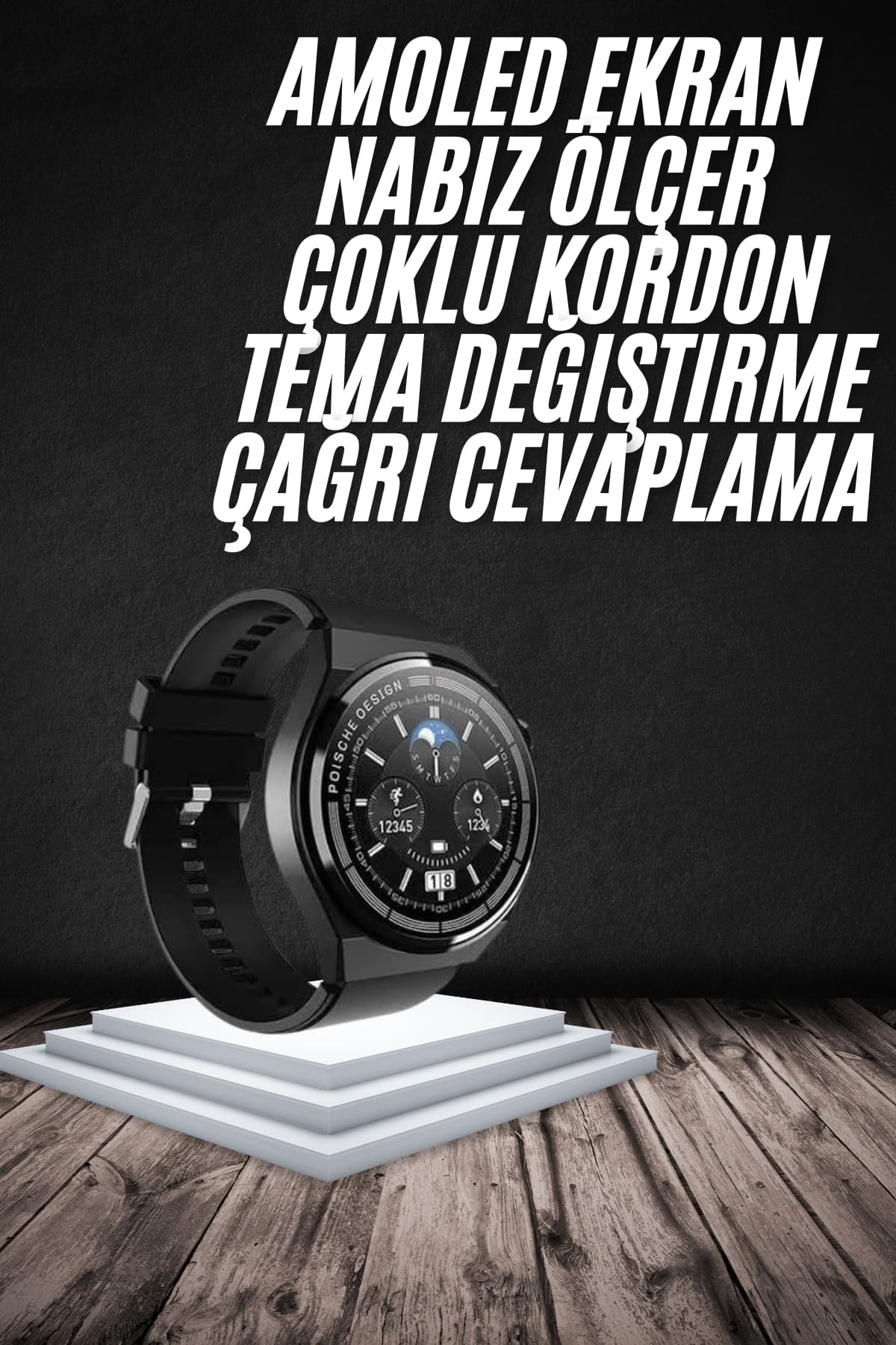 En Çok Tercih Edilen Akıllı Saat Amoled Ekran Nabız Sensörü GPS Uyumlu Adımsayar 3