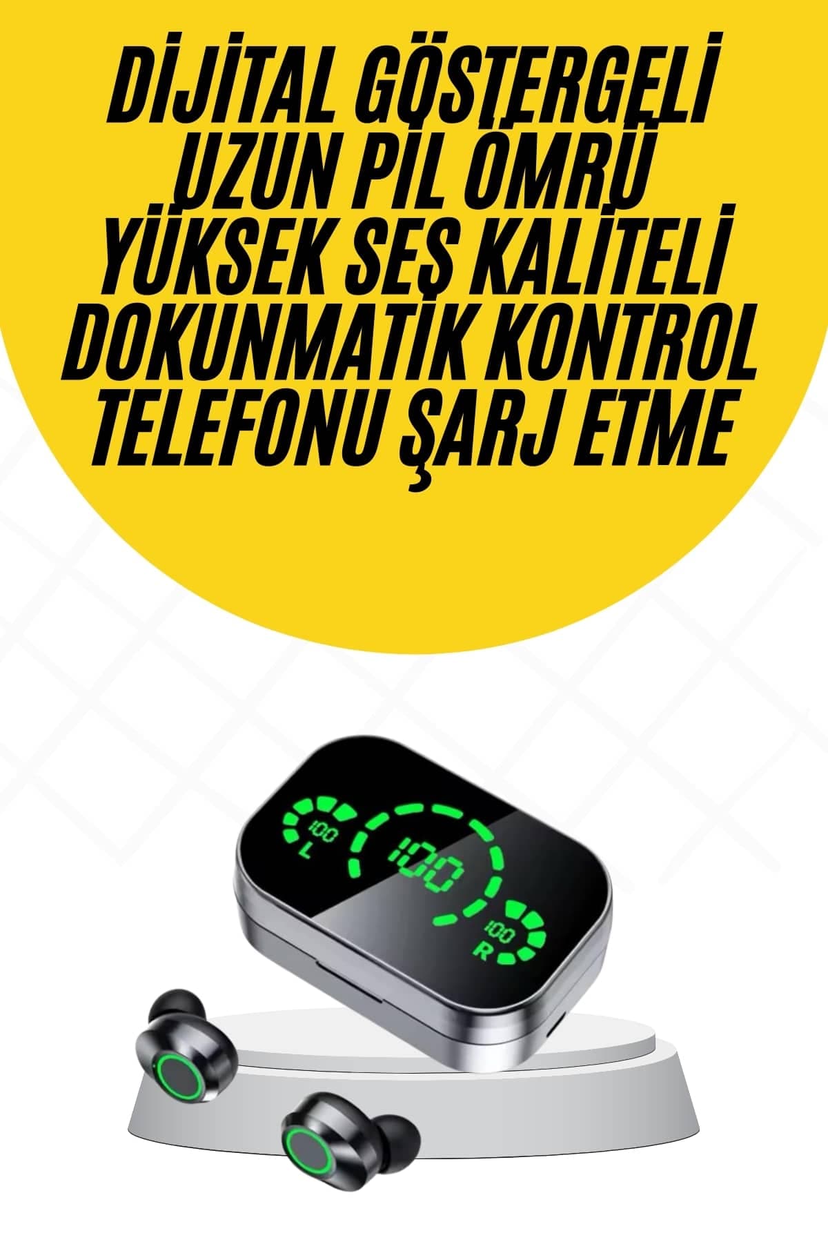 Kablosuz Bluetooth Kulaklık Çift Telefon Destekli Powerbankli Dijital Göstergeli 3