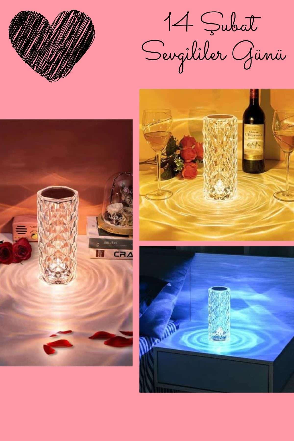Sevgililer Gününe Özel Romantik Kristal Gece Lambası Sevgiliye Hediye 3