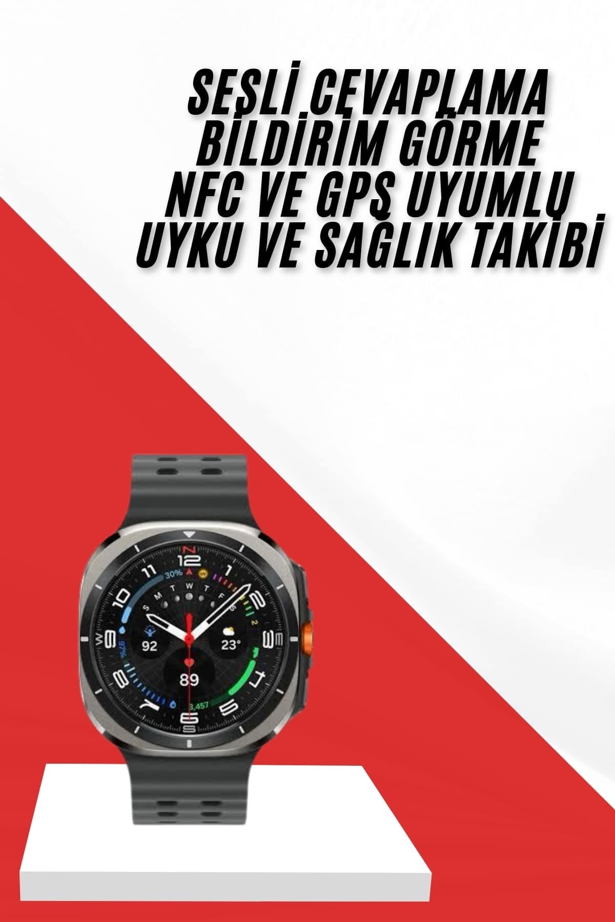 Akıllı Saat Müzik Dinleme Nabız Ölçer NFC ve GPS Uyumlu Sesli Asistan 3