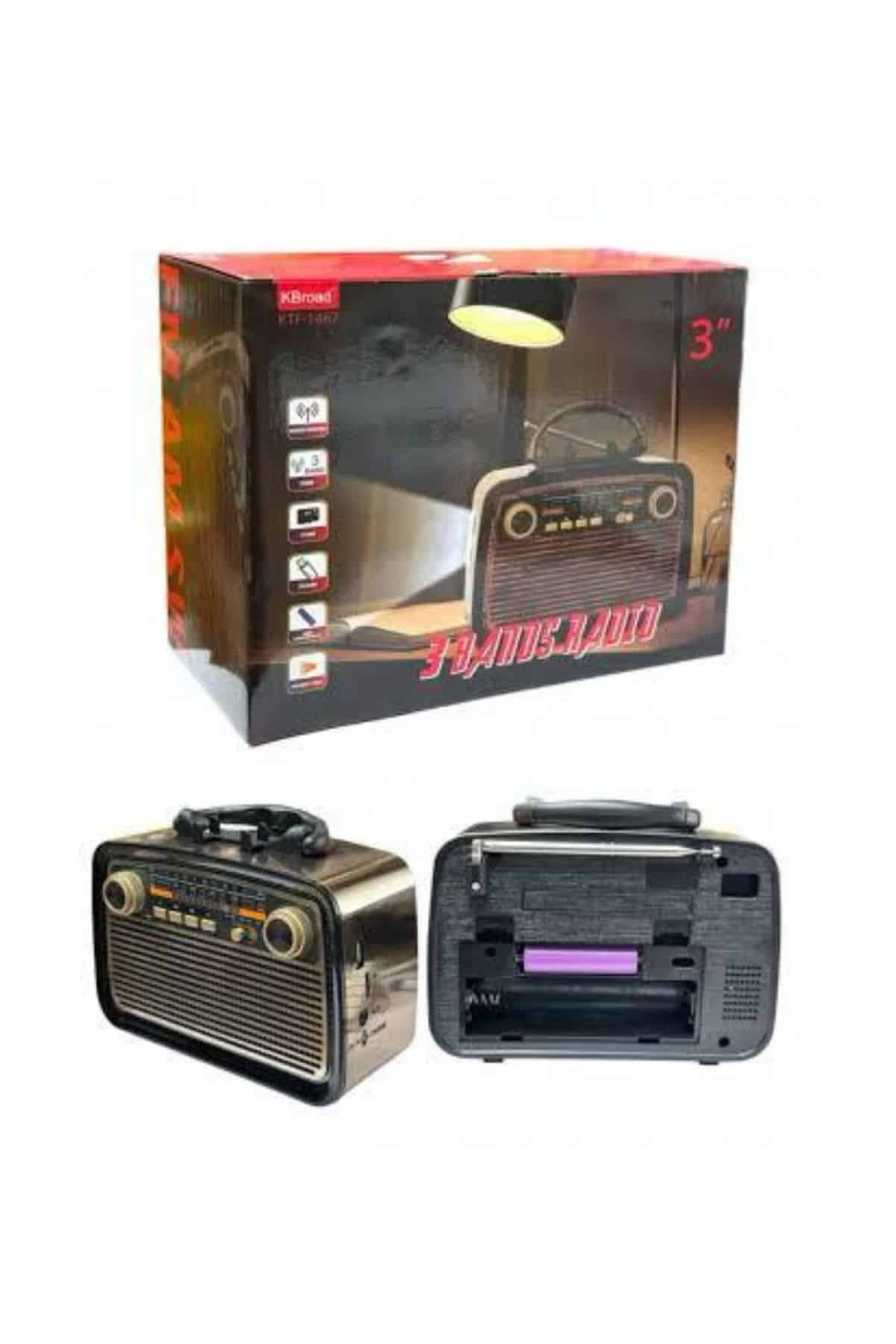Müzik Kutusu Bluetooth Bağlantılı El Fenerli Nostaljik Tasarım Radyo 3