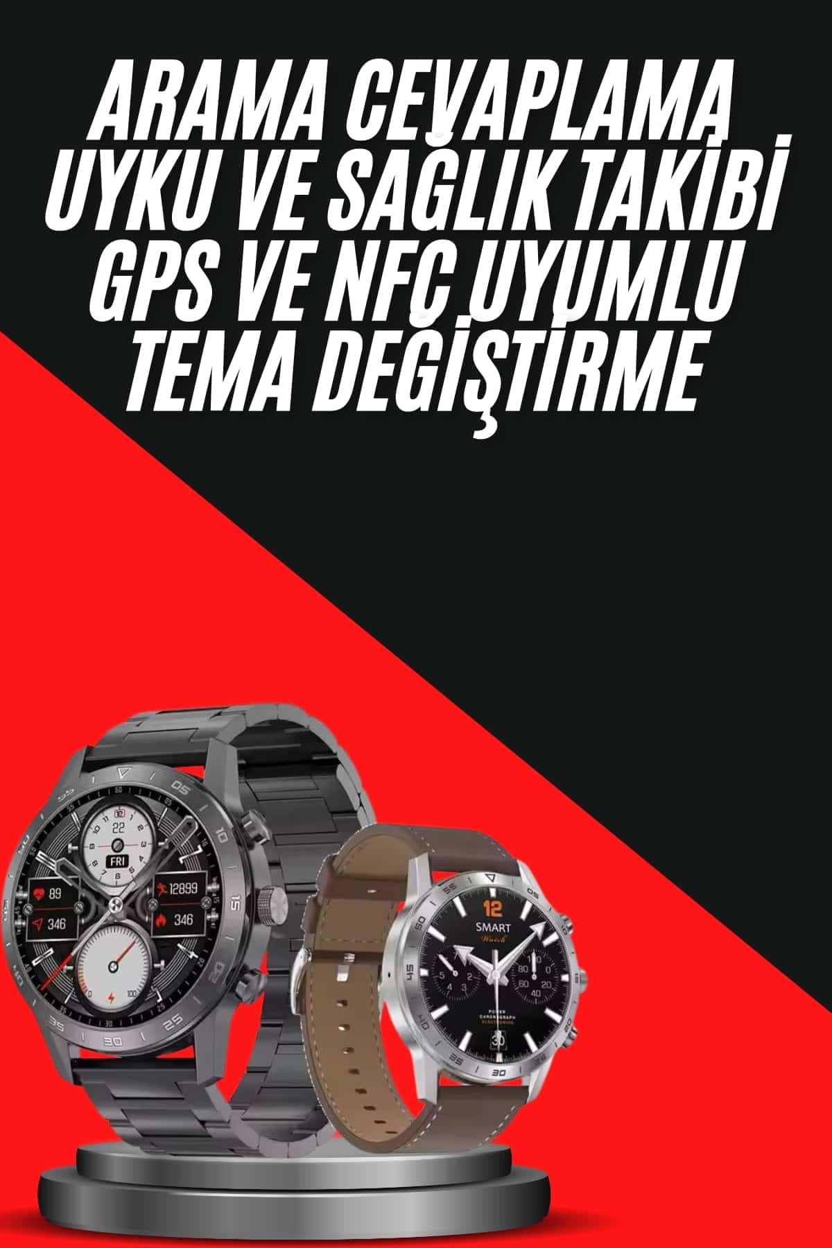 Erkeklere Özel Akıllı Saat Çelik Kordon Bluetooth Bağlantılı İOS ve Android Uyumlu 3