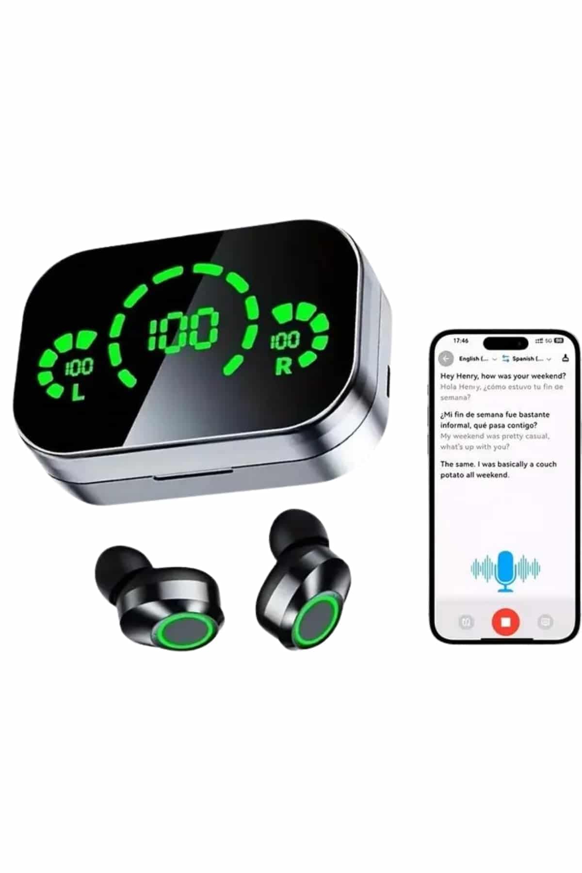 Kablosuz Bluetooth Kulaklık Çift Telefon Destekli Powerbankli Dijital Göstergeli 4
