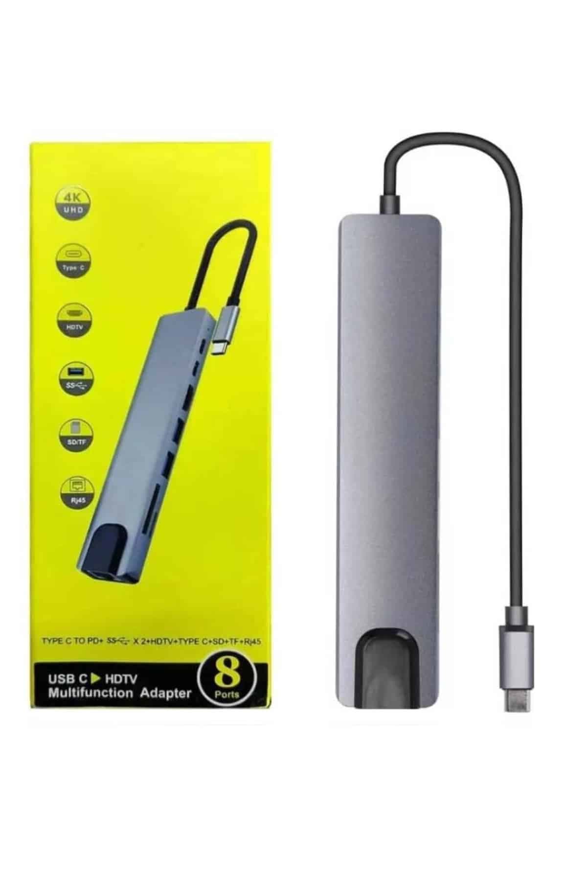 Macbook Pro/air Uyumlu USB Type-C 8 In 1 Hub Dönüştürücü Çevirici Çoklayıcı USB Hdmı Micro Sd 8 Girişli 5