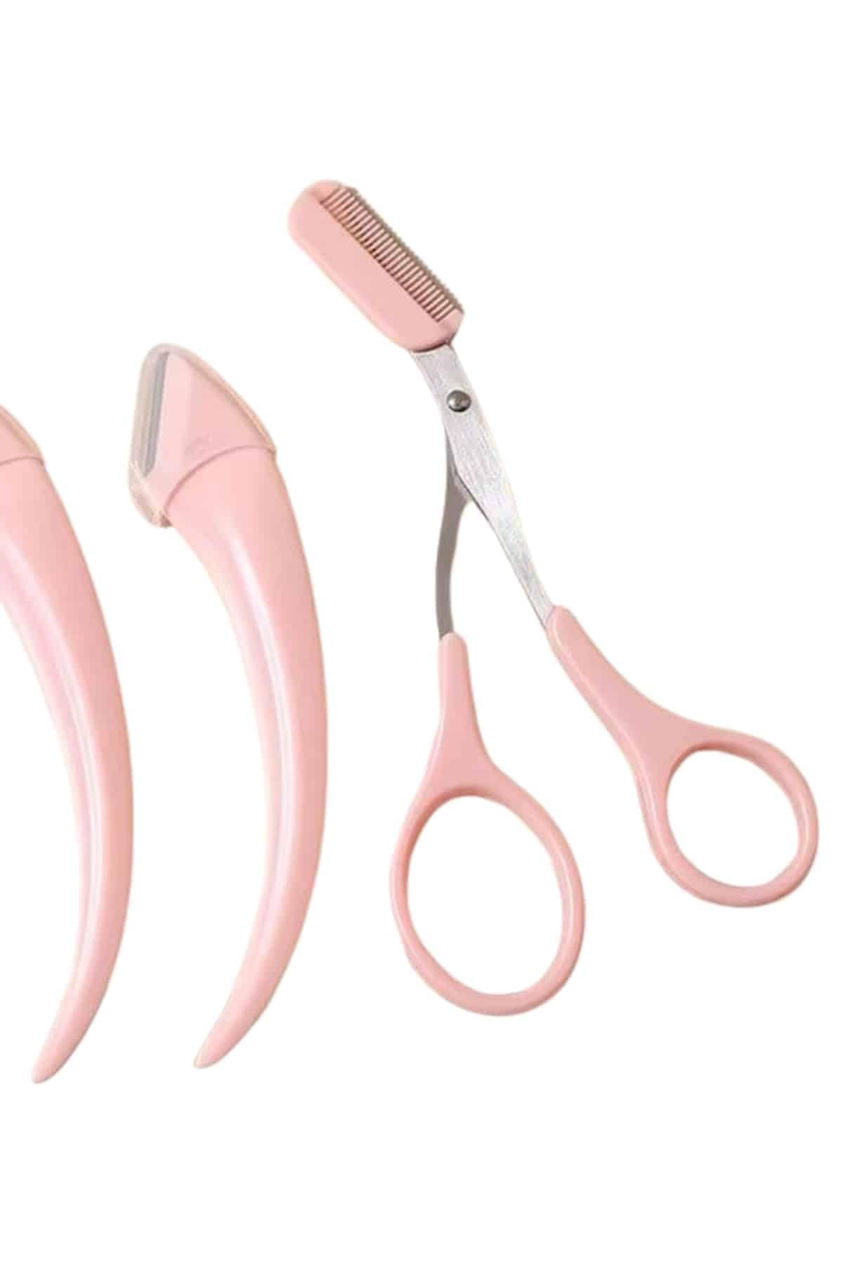 Taraklı Kaş Bıyık Makası Ve Kaş Ustura Seti Kaş Bıyık Tüy Alma Epilasyon Aleti 2'li Set 4