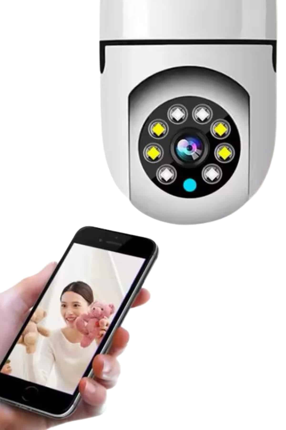 Ev Kamerası Wifi Kamerası Gece Görüşlü Akıllı Ampül Kamera 4