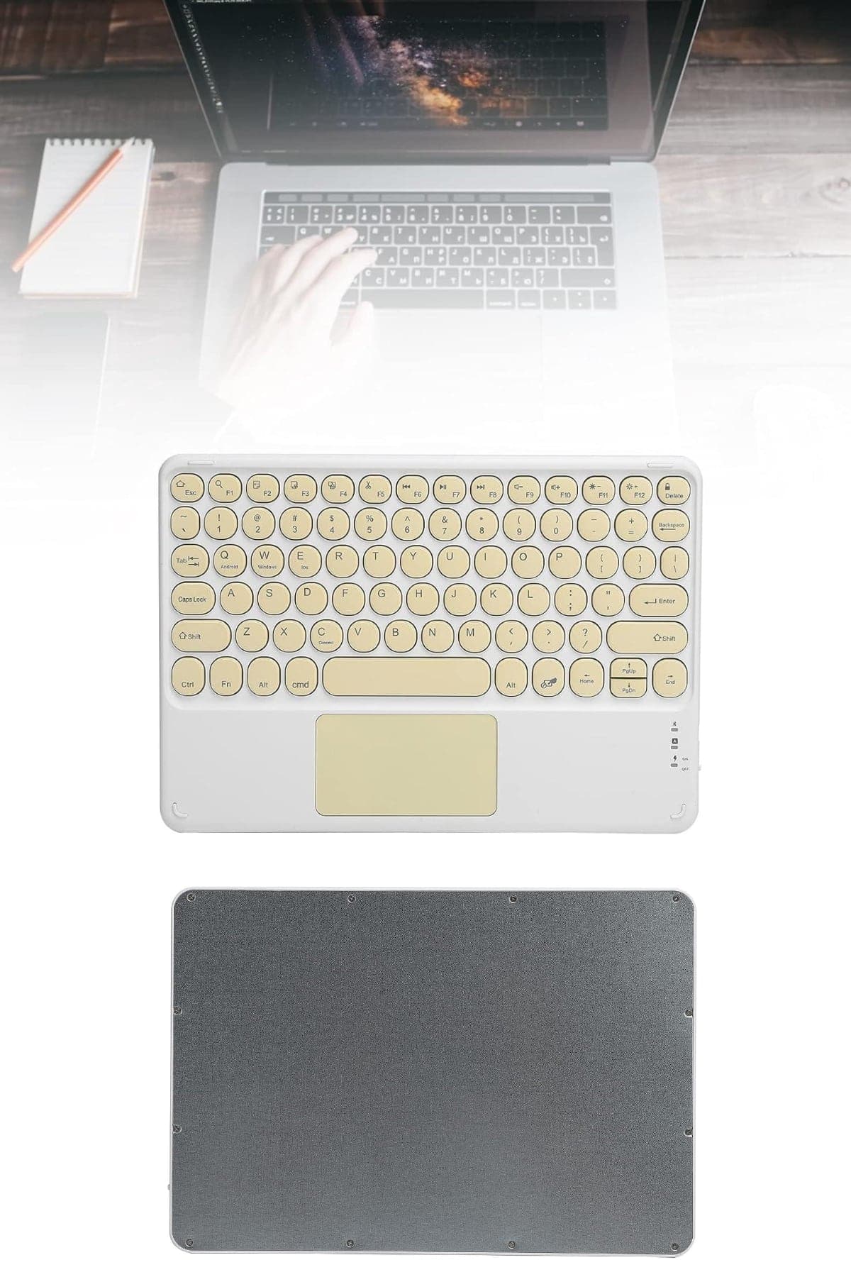 Touchpad Tüm Cihazlara Uyumlu Bluetooth Klavye Touchpad Slim Kablosuz Wifi Q Klavye 4