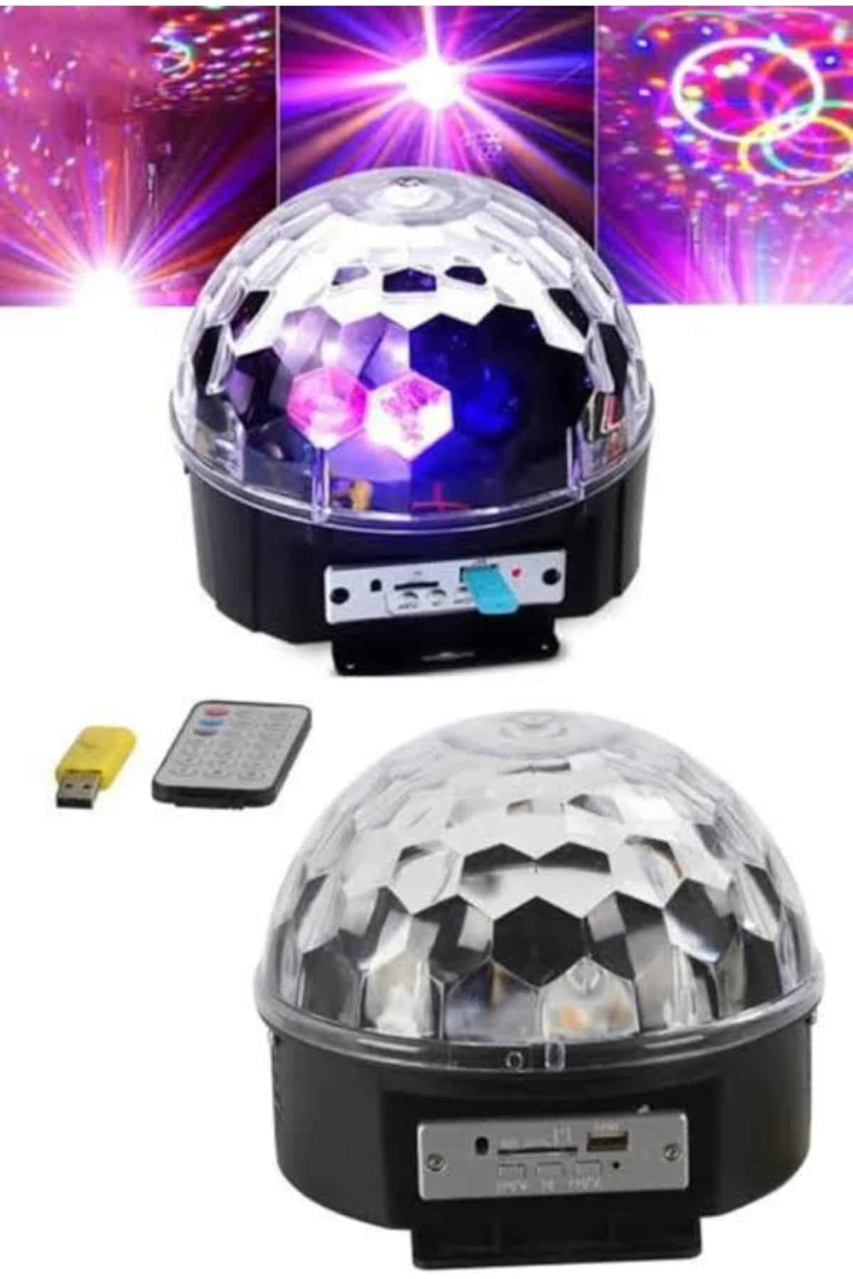 Led Işık Disko Topu Bluetooth Hoparlörlü USB Müzik Çalar Kumandalı 4
