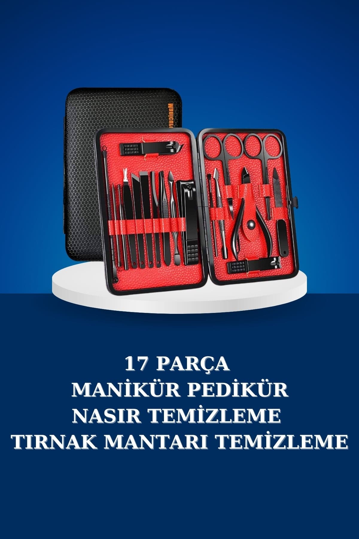 17 Parça Manikür Seti Taşınabilir Özel Çantalı El ve Ayak Bakımı Tırnak Batığı Temizleme 3