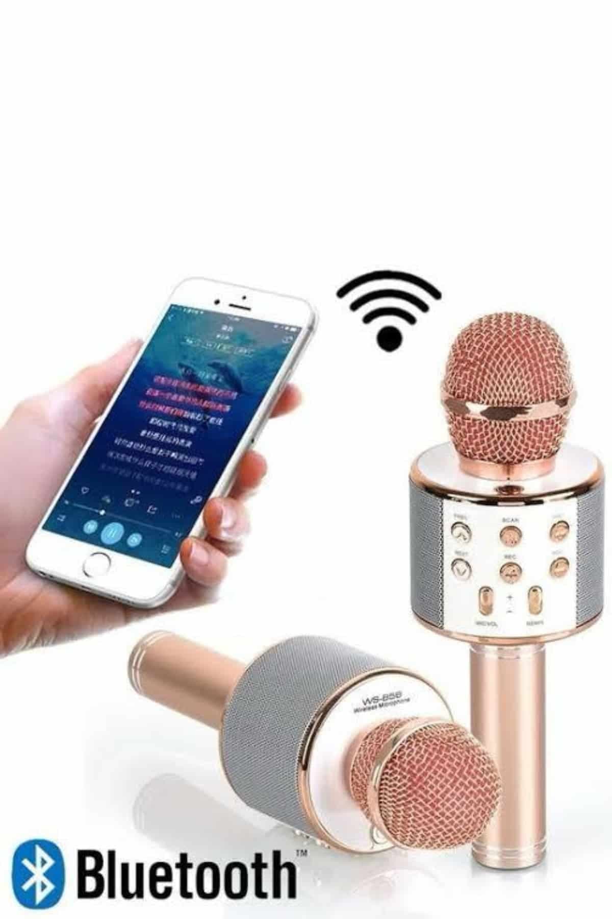 Karaoke Mikrofon Dahili Hoparlörlü Sd-usb-aux Girişli Bluetooth Hoparlör 4