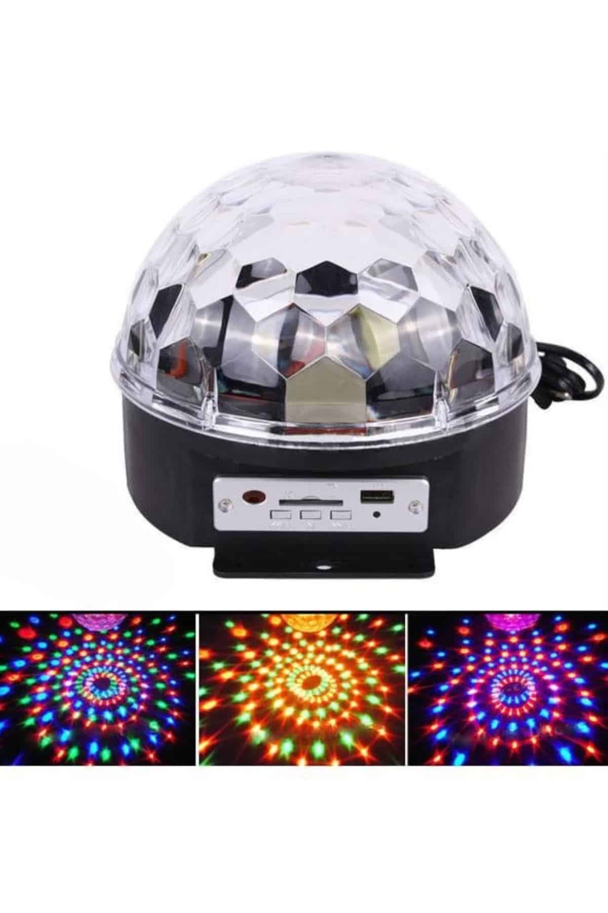 Led Işık Disko Topu Bluetooth Hoparlörlü USB Müzik Çalar Kumandalı 5