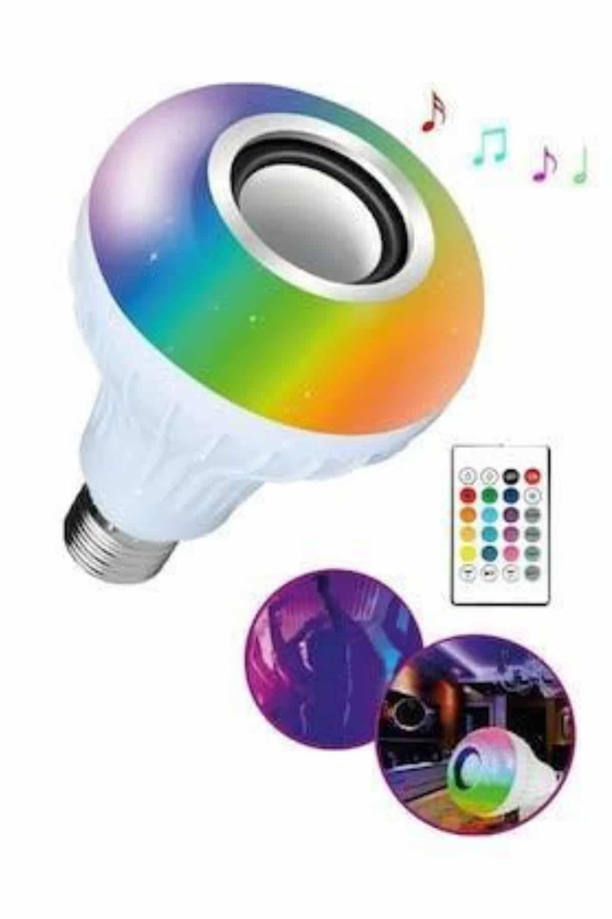 Bluetooth Hoparlör Akıllı Rgb Led Işık Renk Değiştirme Ses Bombası Ampül Görünümlü 6