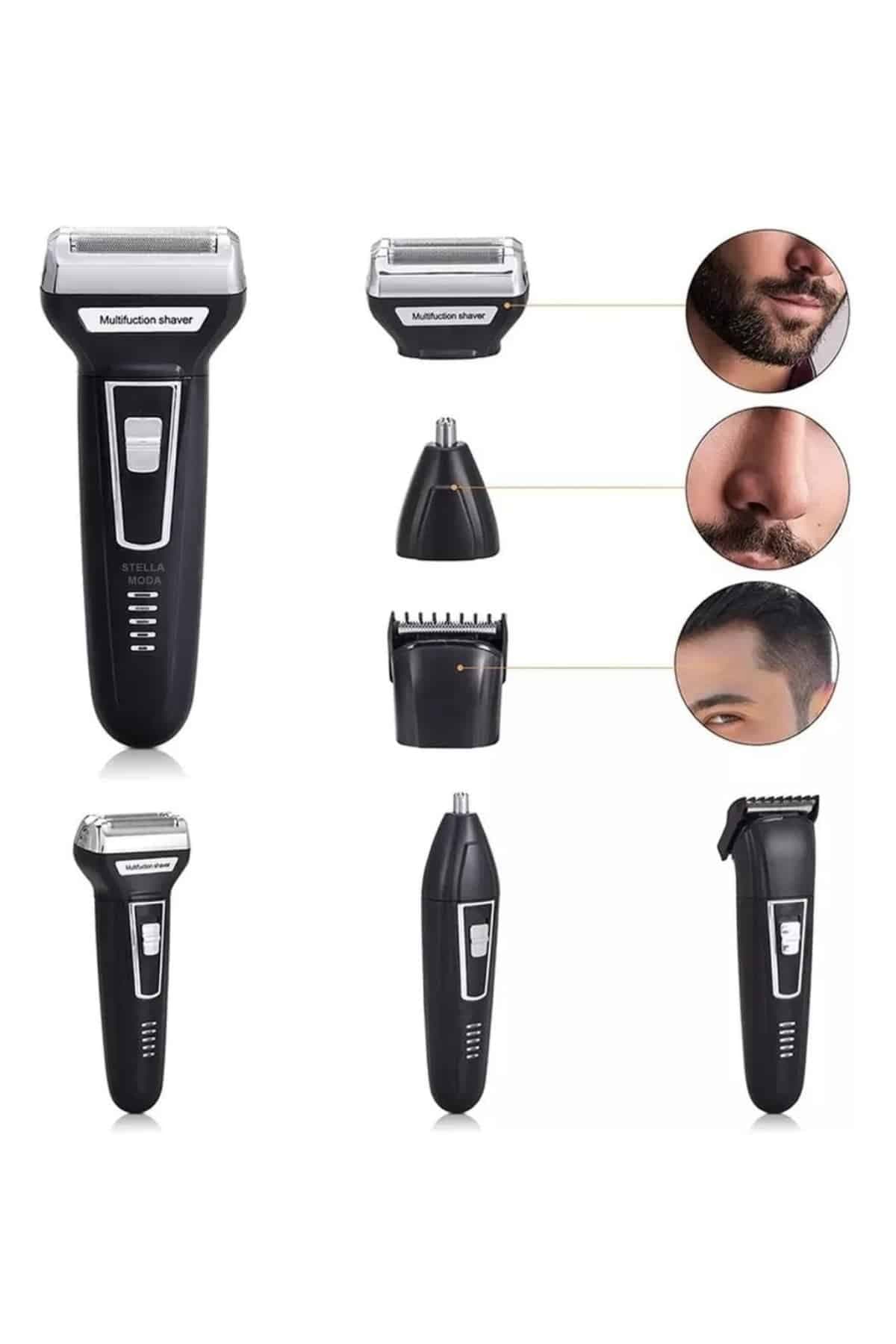 3'lü Set Saç Sakal Kesme Traş Makinesi Burun Kılı Alma Tıraş Makinesi 3