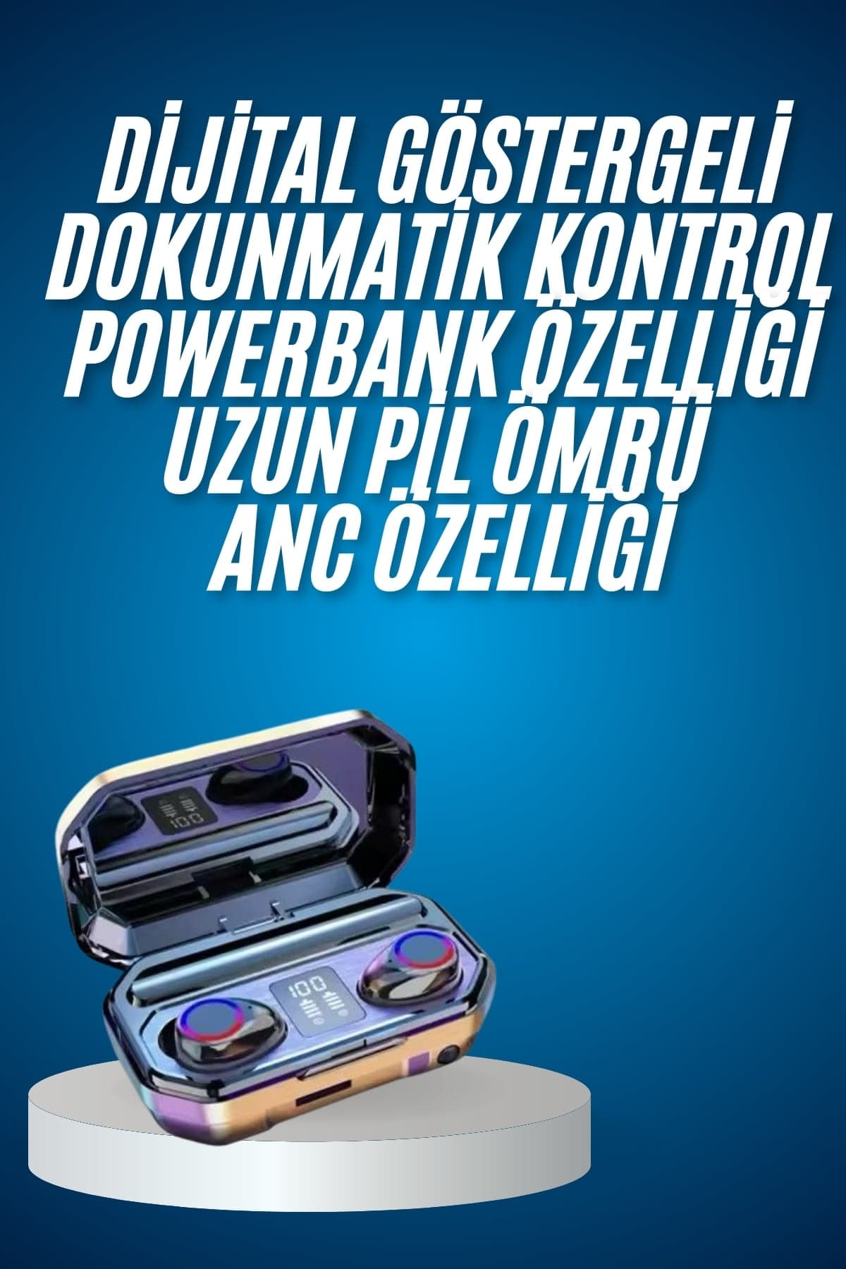 Yeni Nesil Bluetooth Kulaklık Uzun Pil Ömrü El Fenerli Dijital Şarj Göstergeli 3