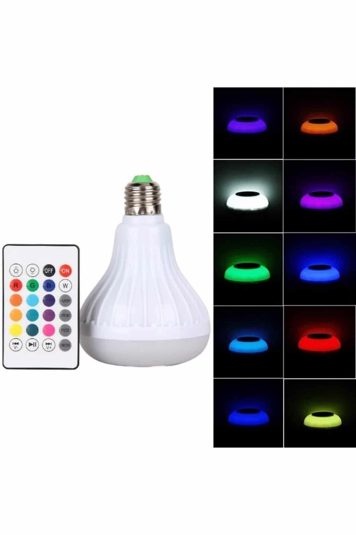 Kumandalı RGB Led Işık Bluetooth Hoparlör Ses Lambası Renkli Ampul 3